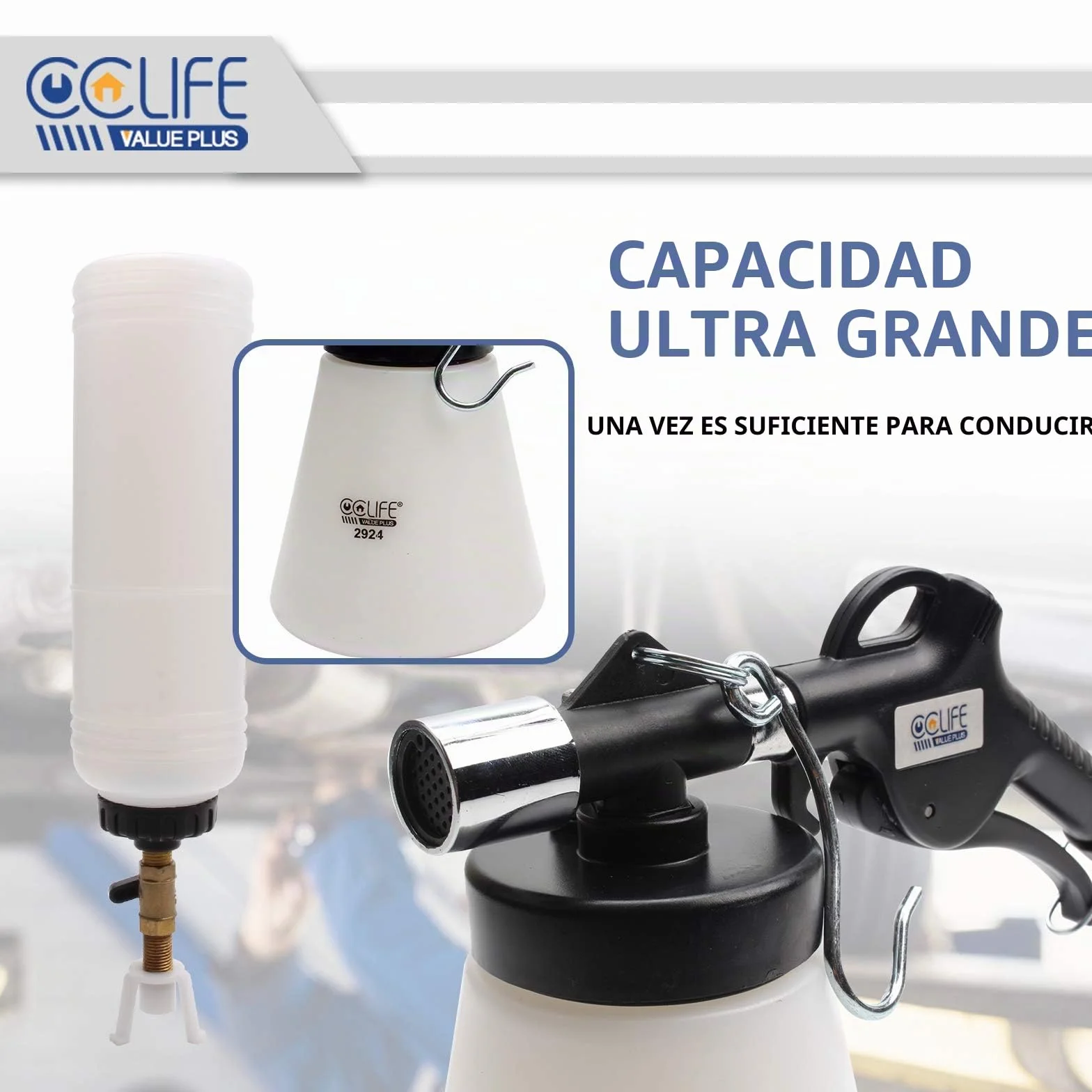 CCLIFE 0,75L Purgador Frenos Coche Aire Comprimido, con 1L Dispensador