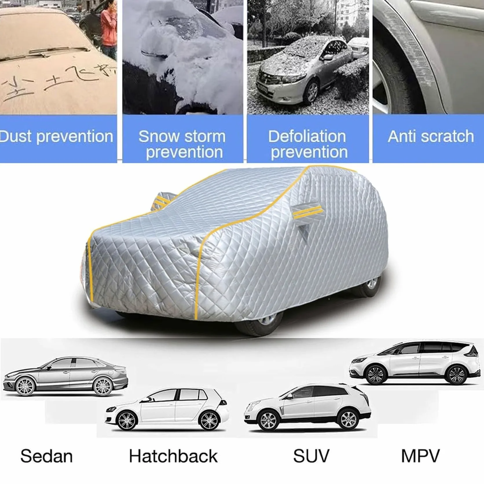 Funda para Coche Antigranizo para Ford Puma St, Cubierta Impermeable para Coche Al Aire Libre A Prueba De Polvo Protección para Todo Clima con Tiras Reflectantes(DD)