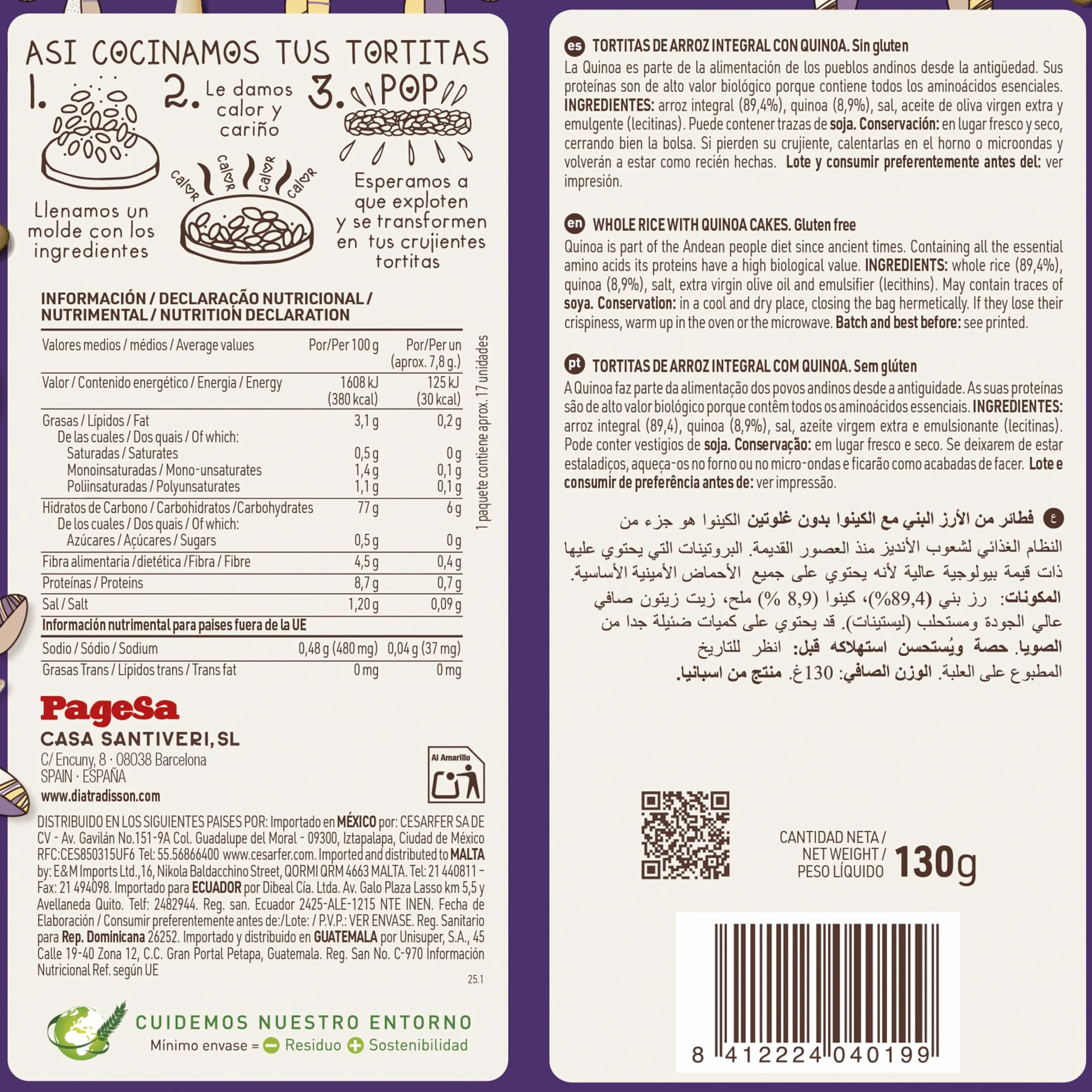 Diet Rádisson Tortitas De Arroz Integral Con Quinia 30 G
