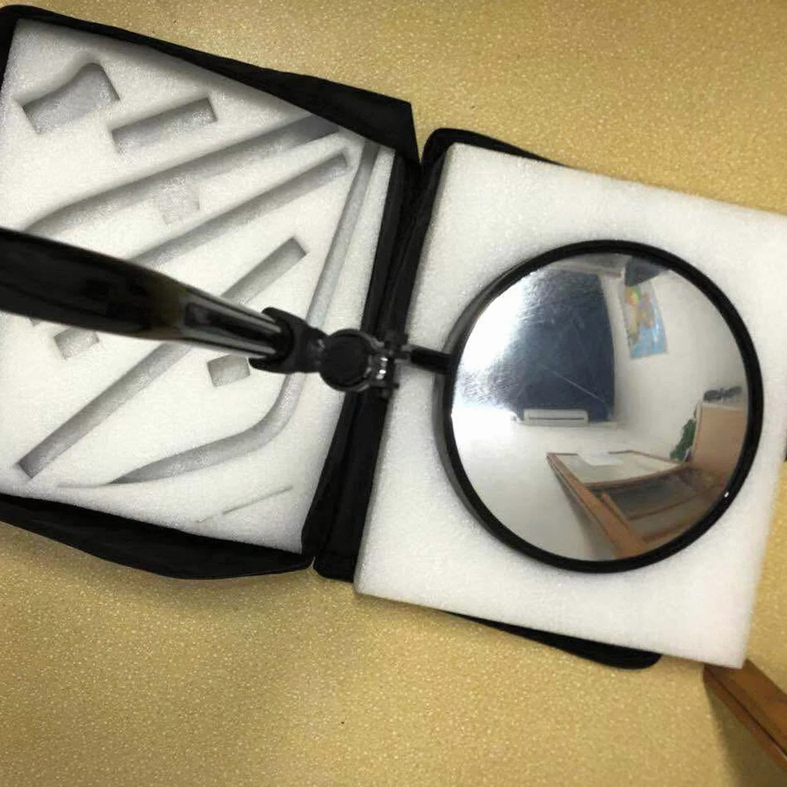 Espejo de inspección de bajos de vehículos - Espejo de seguridad de 30 cm de diámetro con ruedas, luz LED, equipo visual para vehículos con mango telescópico para talleres mecánicos, mecánicos e insp