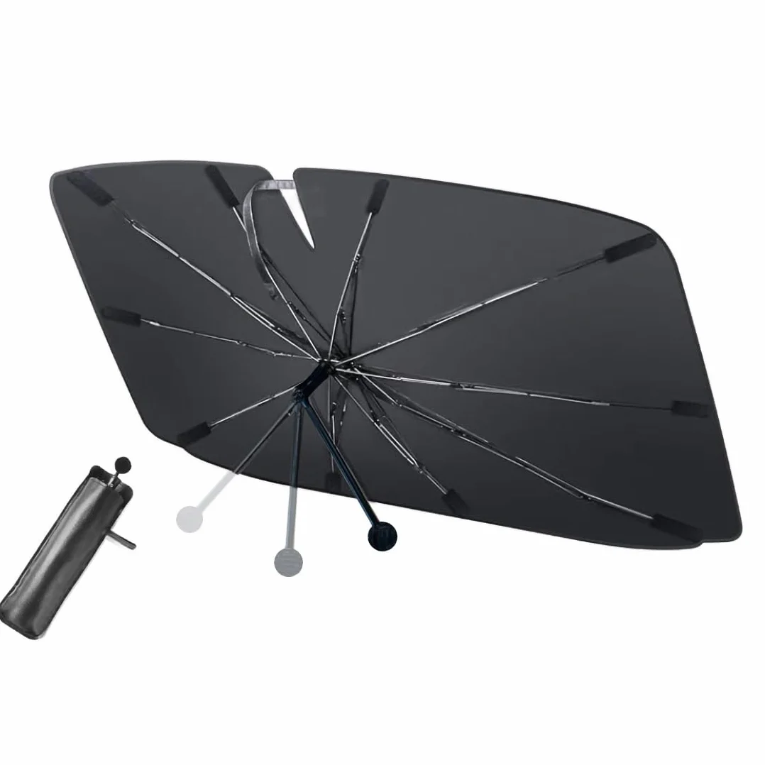 LELYFIT Parasol Parabrisas Delantero Coche Plegable Barra Ajustable Protección UV Solar 140 x 80 cm