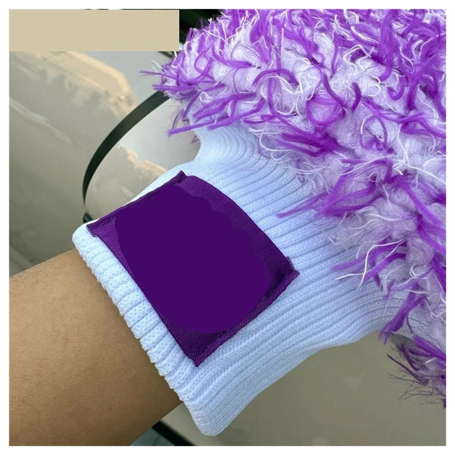 Genérico Guante de Microfibra púrpura, manopla Lavado Autos con Forro Interior Puntada Espuma súper absorbencia(10 Purple Mitt)