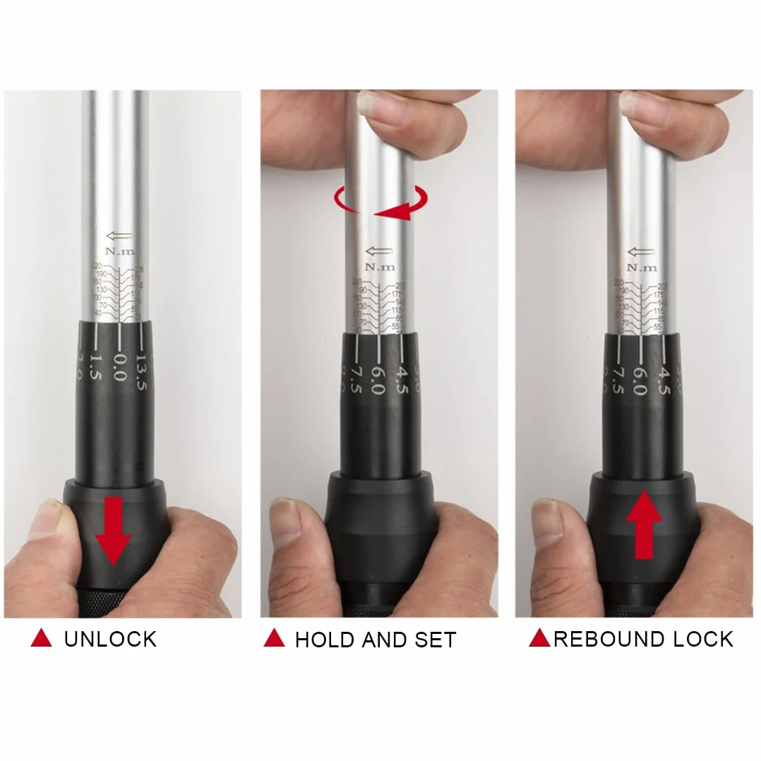 Awang Juego de llaves de torque 1/2”, 25-220 Nm con adaptador, extensión y maletín, preciso y fácil de usar para automóvil y motocicleta
