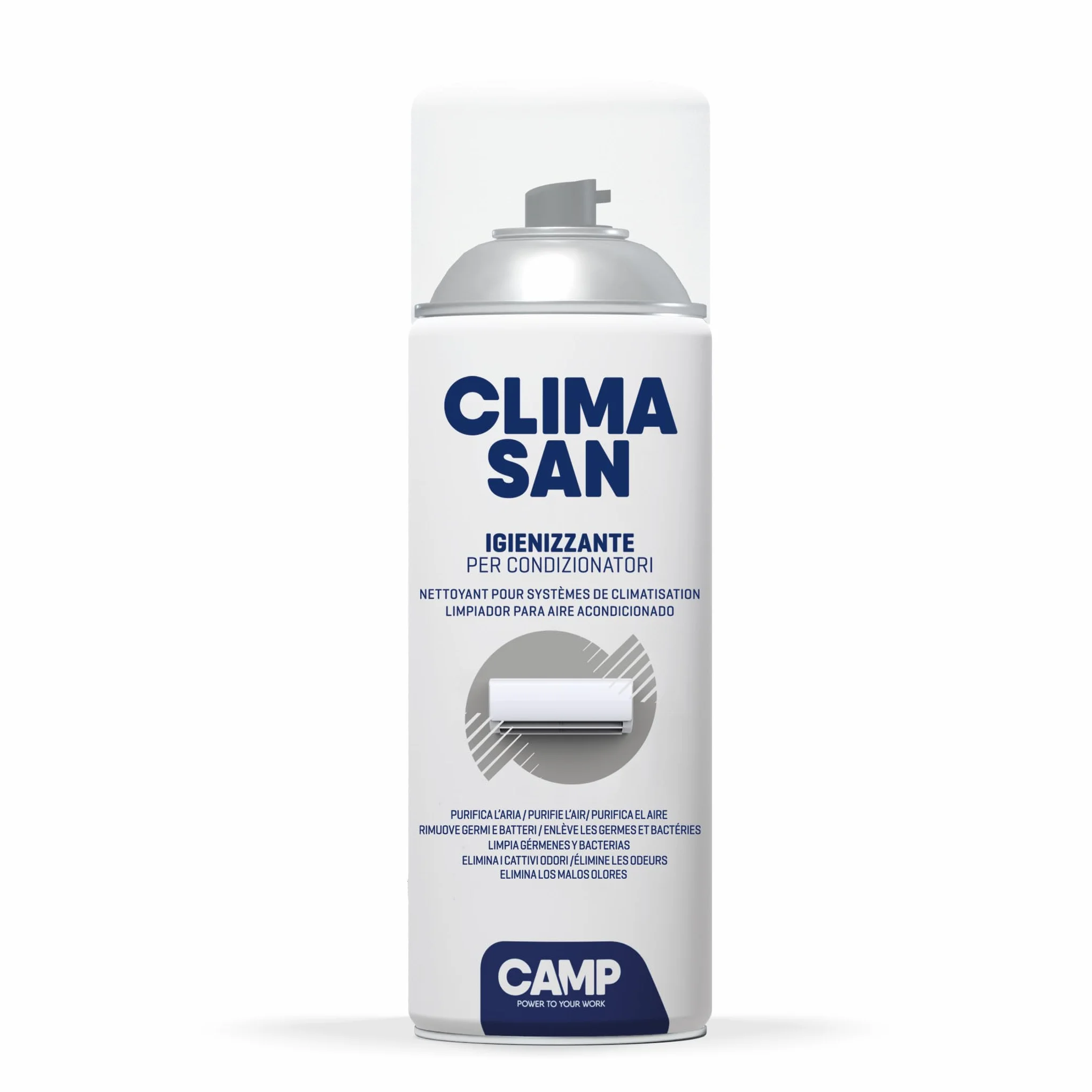 CAMP Climasan Limpiador – Limpiador Aire Acondicionado Casa, Spray para Climatizador Ideal para Remover Gérmenes y Bacterias, Limpieza Aire Acondicionado a Acción Purificadora, Made in Italy, 400 ml