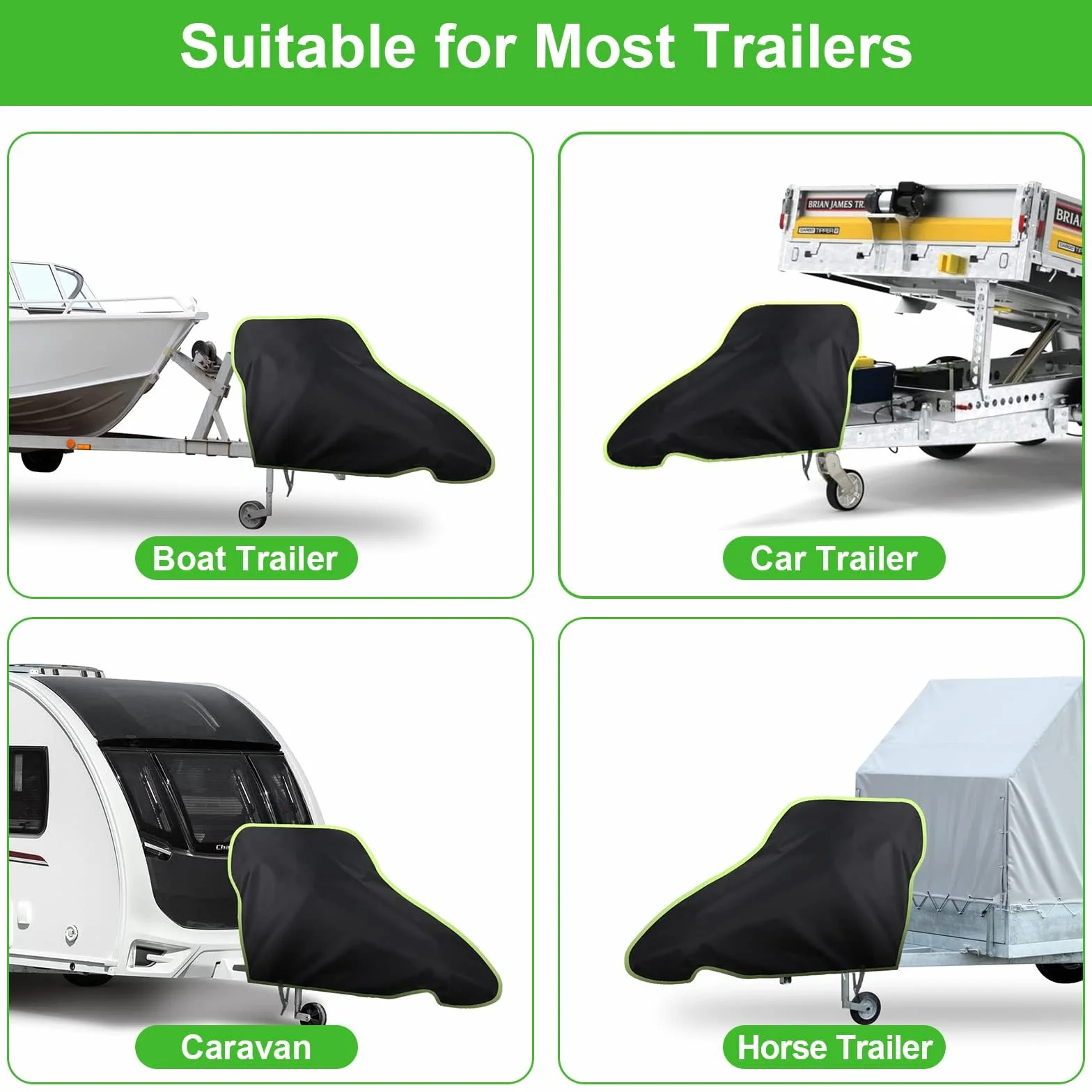 URAQT Cubierta para Remolque de Caravana Cubierta, 420D Impermeable Cubierta de Remolque para Remolquede Cabezal de Caravana Duradera Impermeable contra Lluvia y El Polvo, 94 * 65cm