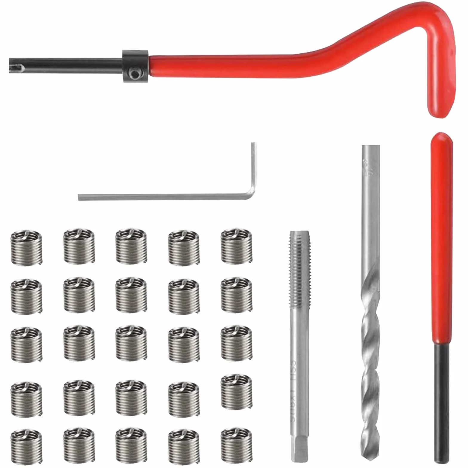 30 Piezas Juego de Reparación de Roscas, Inserción de Reparación de Roscas Juego, Kit Helicoil M6, para Reparación de Automóviles