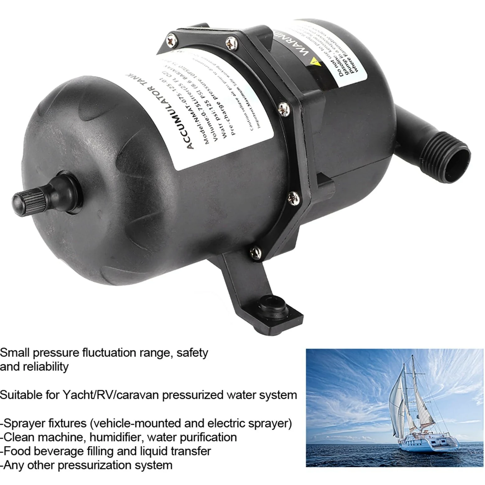 Control de Flujo de Bomba de Agua del Tanque Acumulador con Vejiga Interna, Tanque Prepresurizado de 0,75L 125PSI Que Reduce el Ciclo de la Bomba y Suaviza el Flujo de Agua