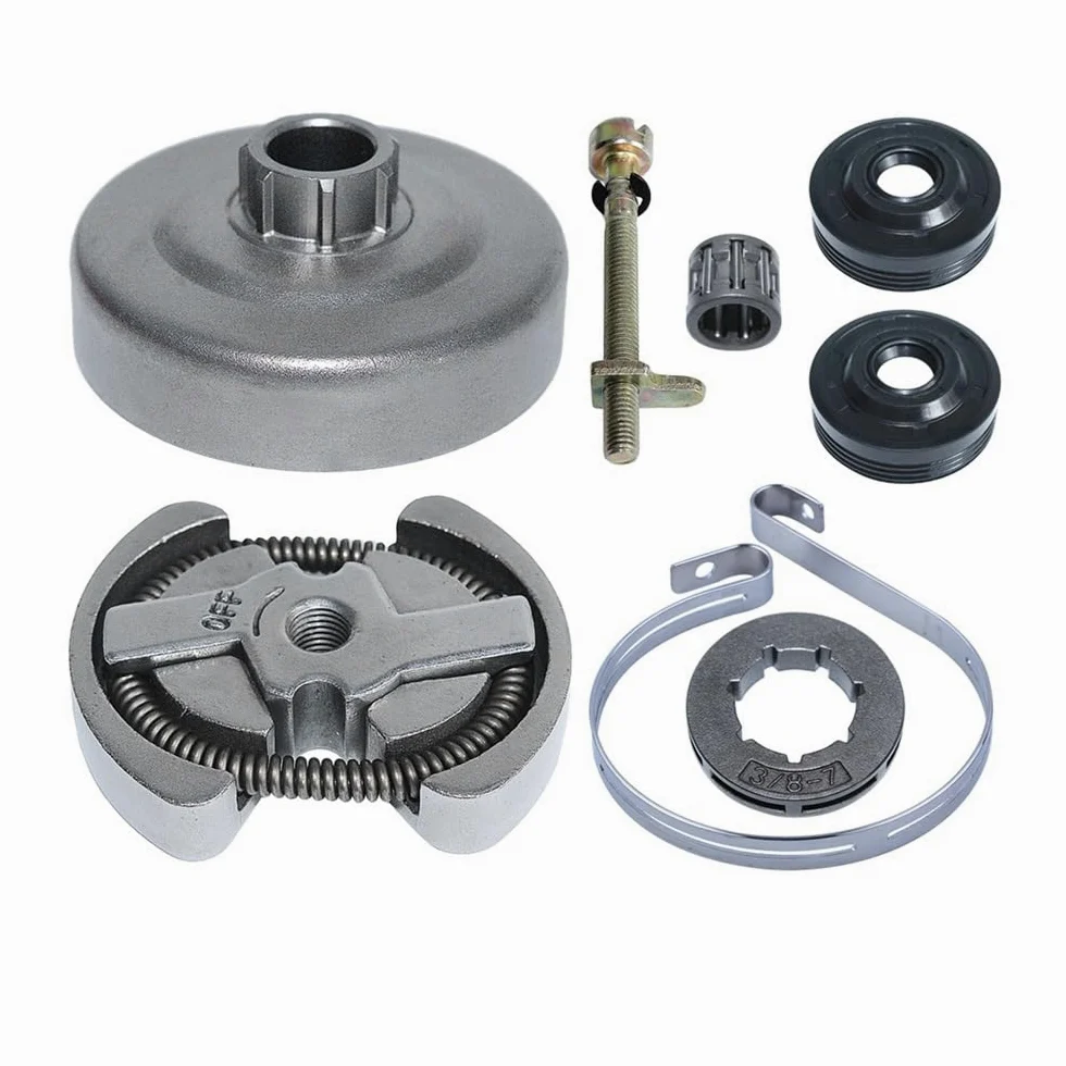 Kit de llanta piñón Tambor Embrague 3/8" y 7 Dientes, Adecuado para Motosierra Banda Freno Cadena Sello Aceite 420, 390, 350, 351, 352, 370 371