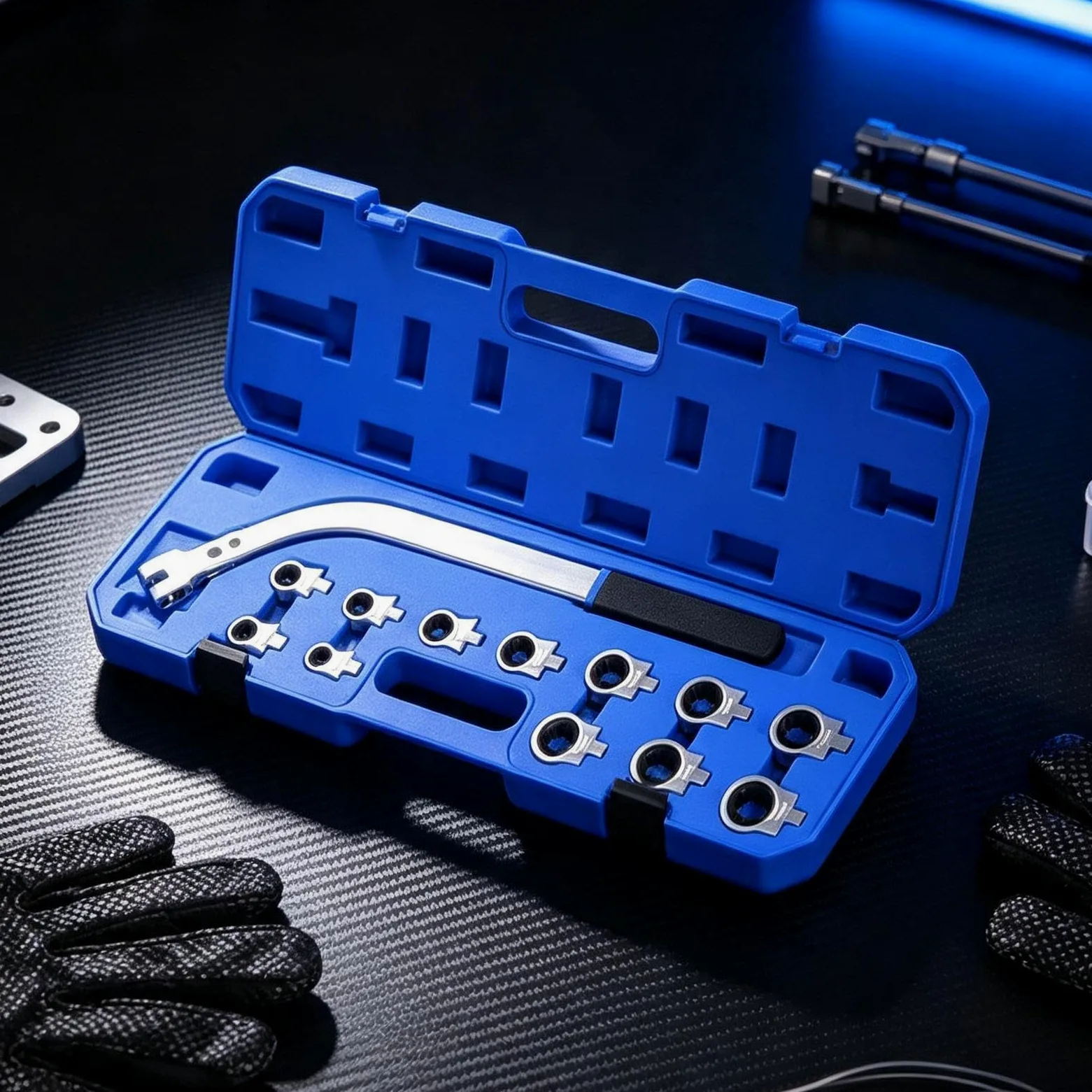 Desmontador de correa Serpentine Kit Llaves Depósito Rodillo Tensor Auxiliar | Kit de eliminación de guijarros reenvío taller garaje casa solución de problemas carretera industria sedán camión motor