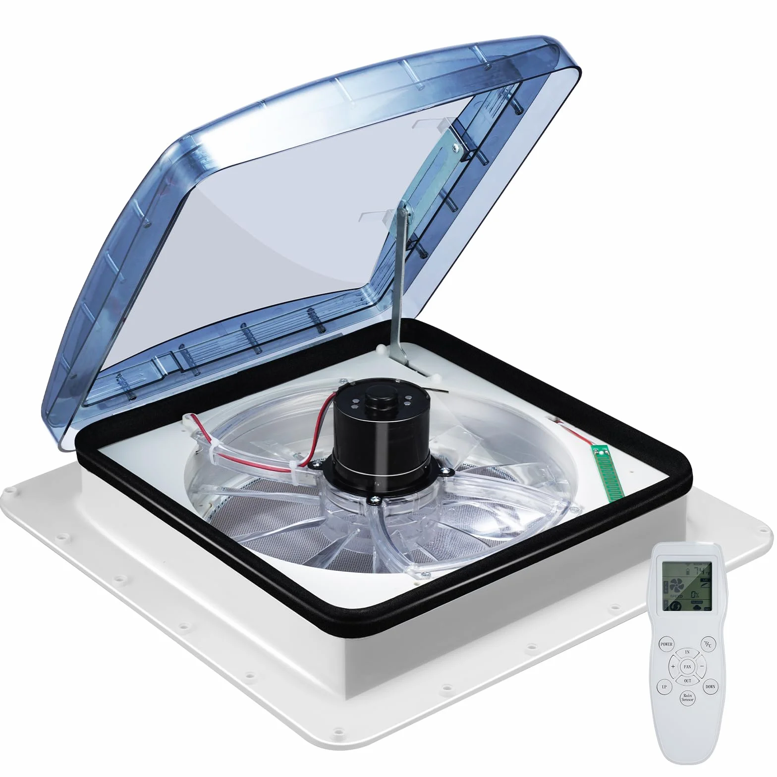 Ventilador De Techo Para Autocaravanas Sensor De Lluvia Reversible 10 Velocidades Mando A Distancia