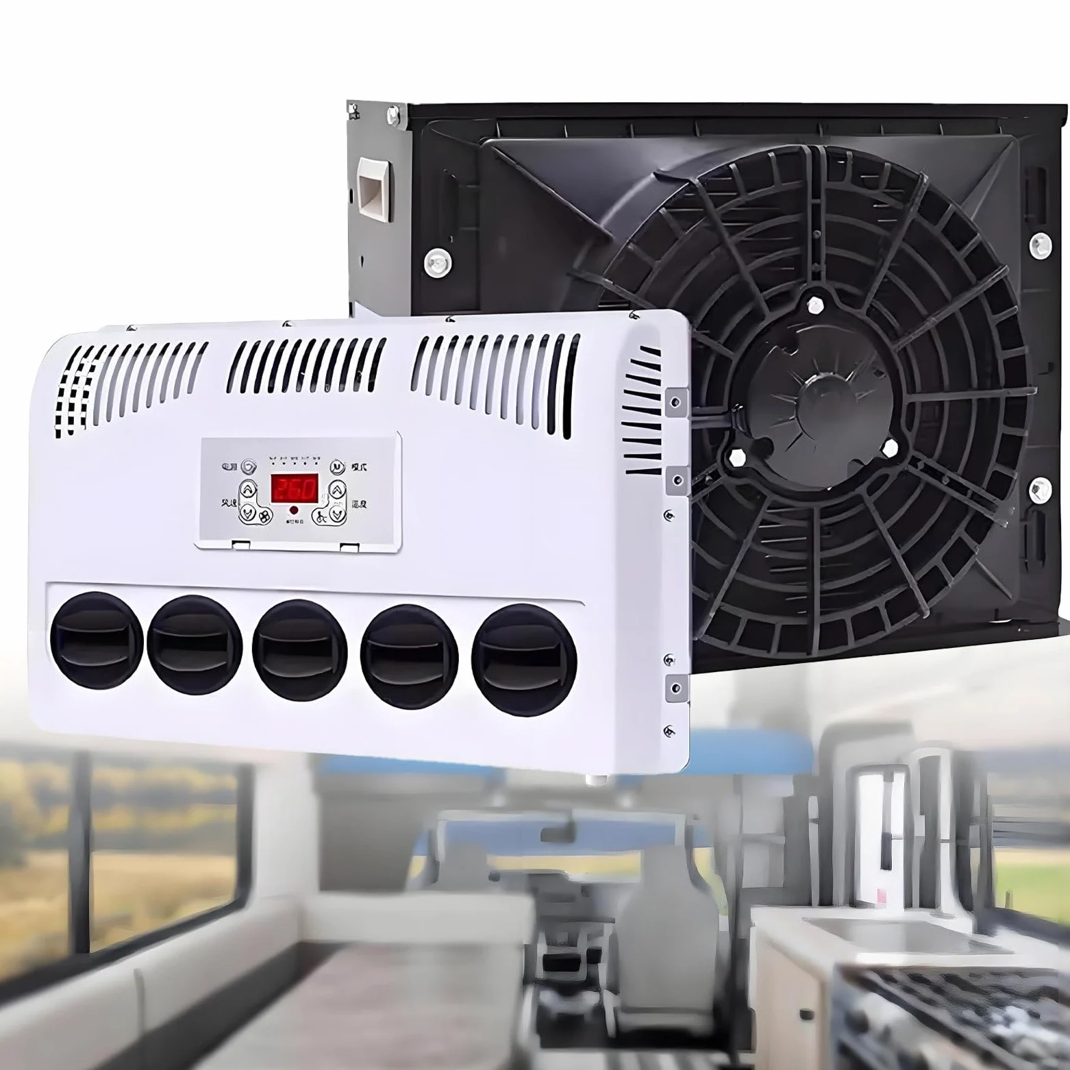 24V Aire Acondicionado para Cabina de Camión 12V/24V Unidad de Estacionamiento Dividido Autocaravana Caravana