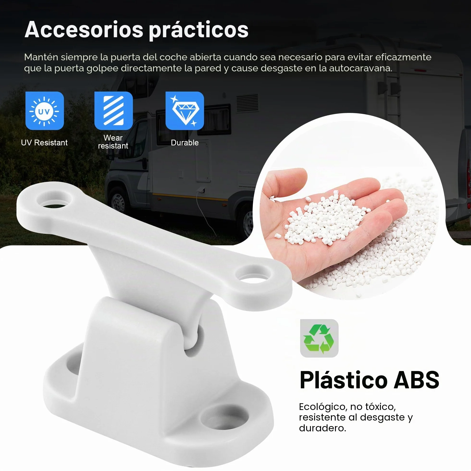 3 Pares Cierre de Puerta para Caravana Blanca,Retenedor de Puerta Autocaravana Retenedor Puerta Caravana de Plástico para Caravanas Autocaravanas con Tornillo