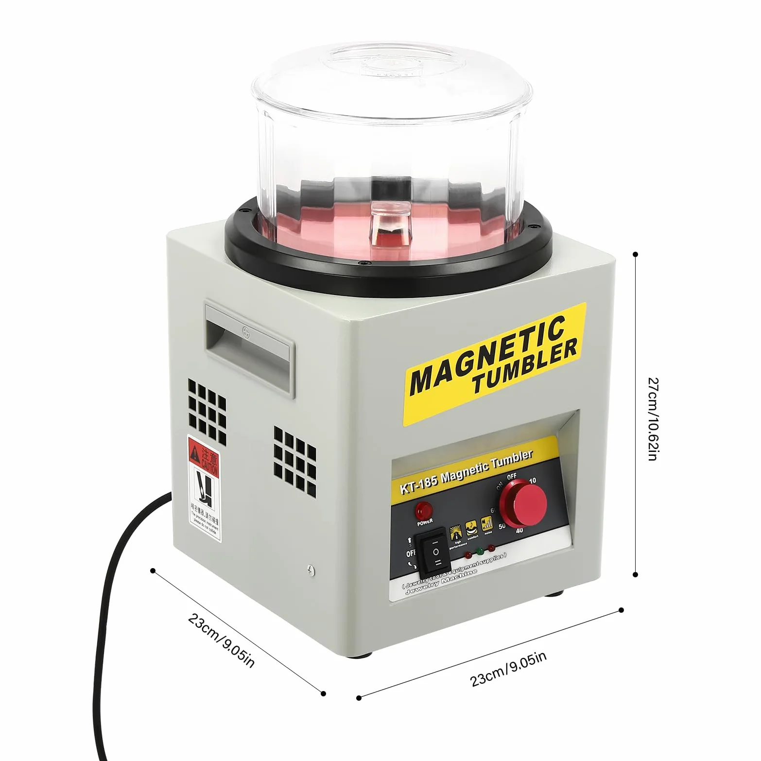 Pulidora magnética de rodillo, máquina de acabado magnético reversible, pulidora de joyas con control de tiempo, adecuada para talleres y pequeños proyectos de joyería