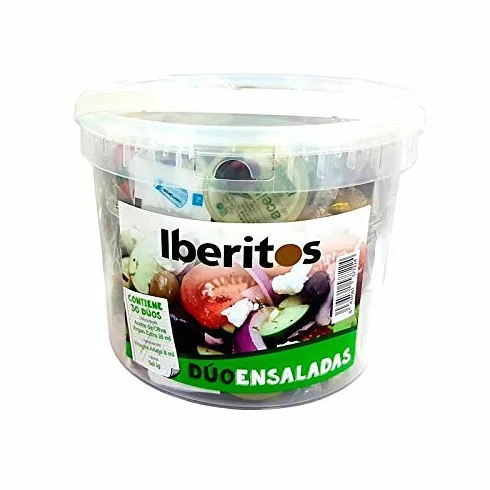 Iberitos Cubo 30 monodosis para ensalada: Vinagre, Aceite Virgen Extra, Sal