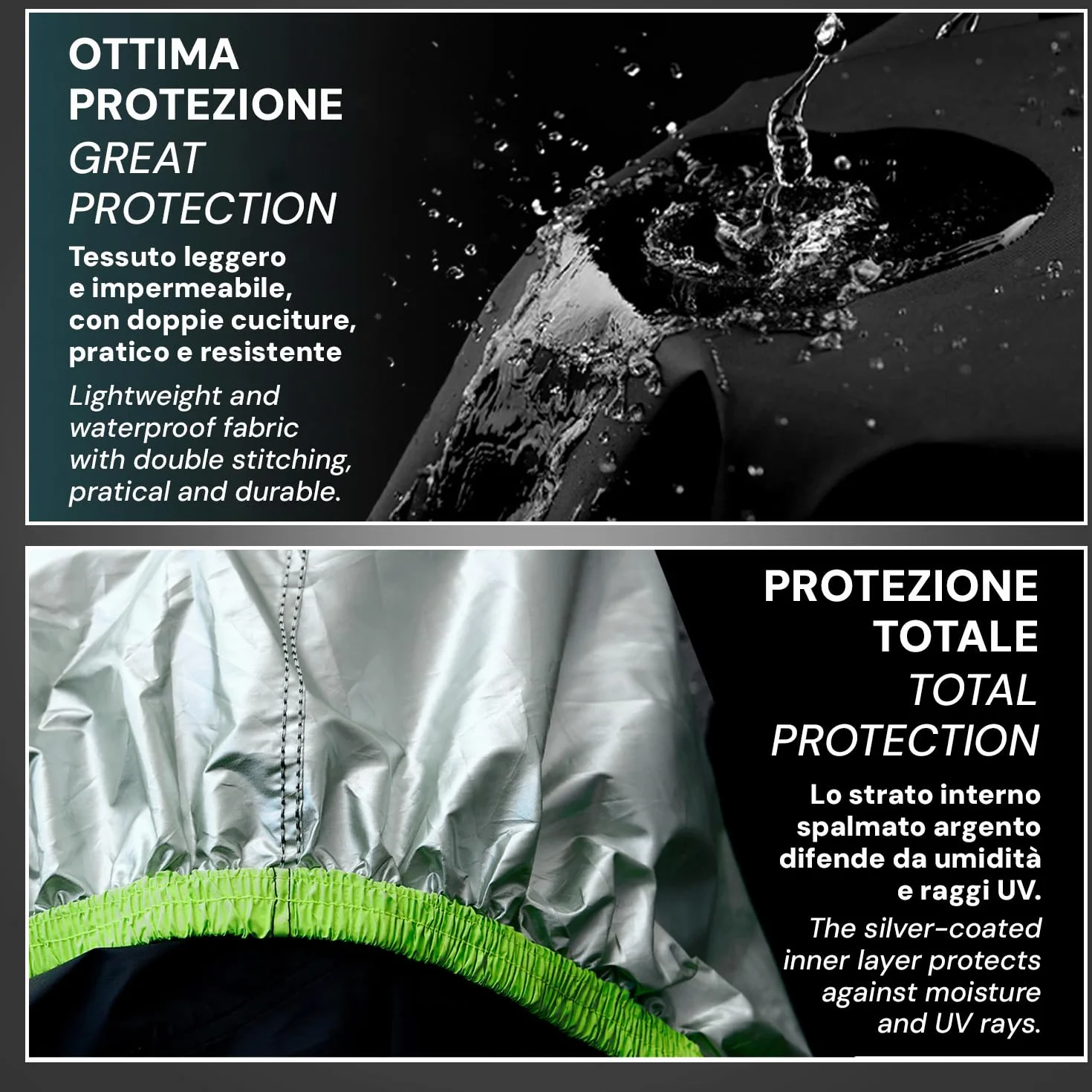 PERLETTI Funda Moto Interior Resistente al Agua - Cubre Scooter Motocicleta Protector Rayos UV Polvo Humedad Insertos Reflectantes - Capa Moto con Doble Correa Antiviento (240x105x125)