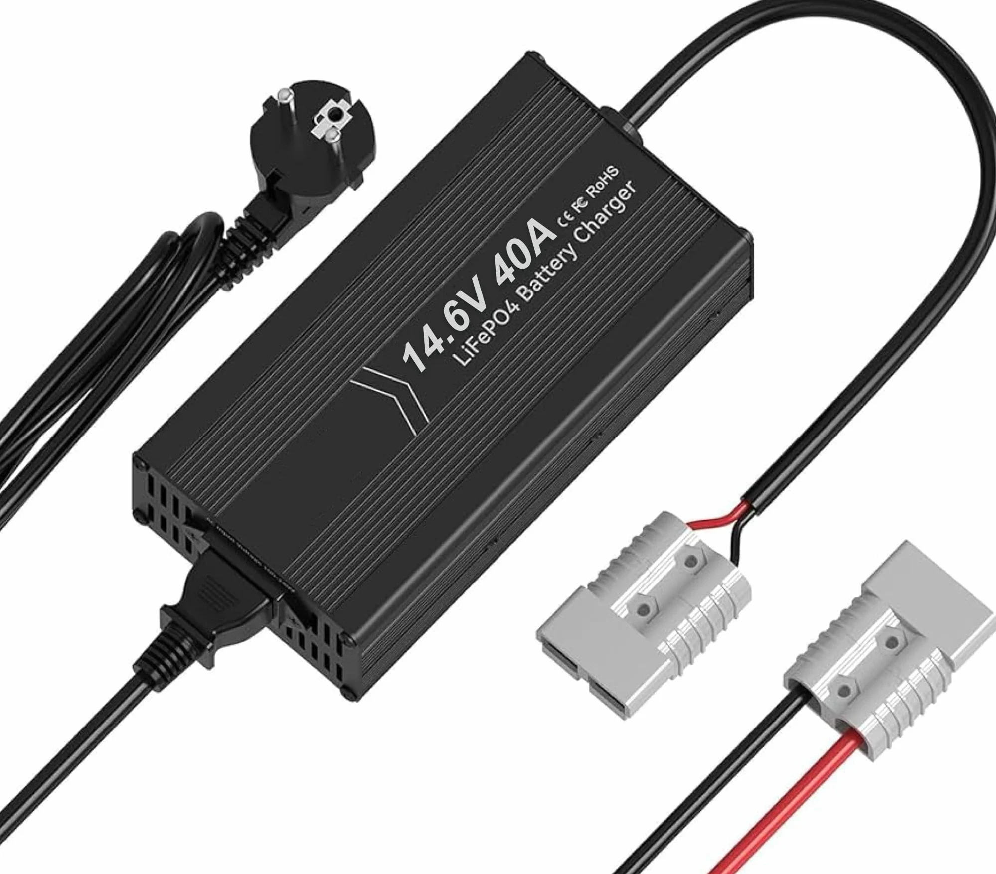 WoMo Solor - Cargador inteligente de batería LiFePO4 de 14,6 V y 40 A para baterías de fosfato de litio y hierro de 12,8 V, adaptador Anderson, indicador LED especialmente diseñado para baterías de