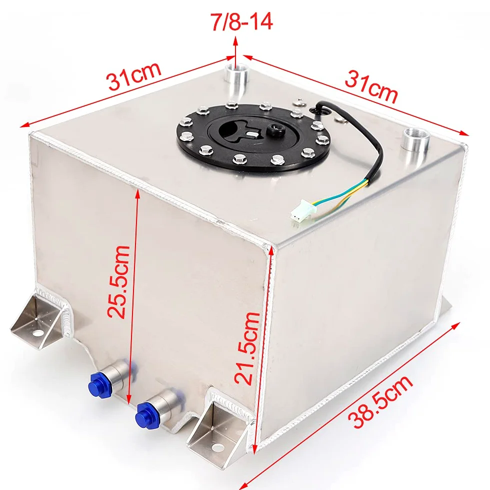 Depósito de combustible de aluminio de 20 l Top of Cell Racing Tank Motorsport 0 – 90 ohmios universal 5 galones para Hot Rods, carreras de carretera, coches de carreras, camiones, SUV