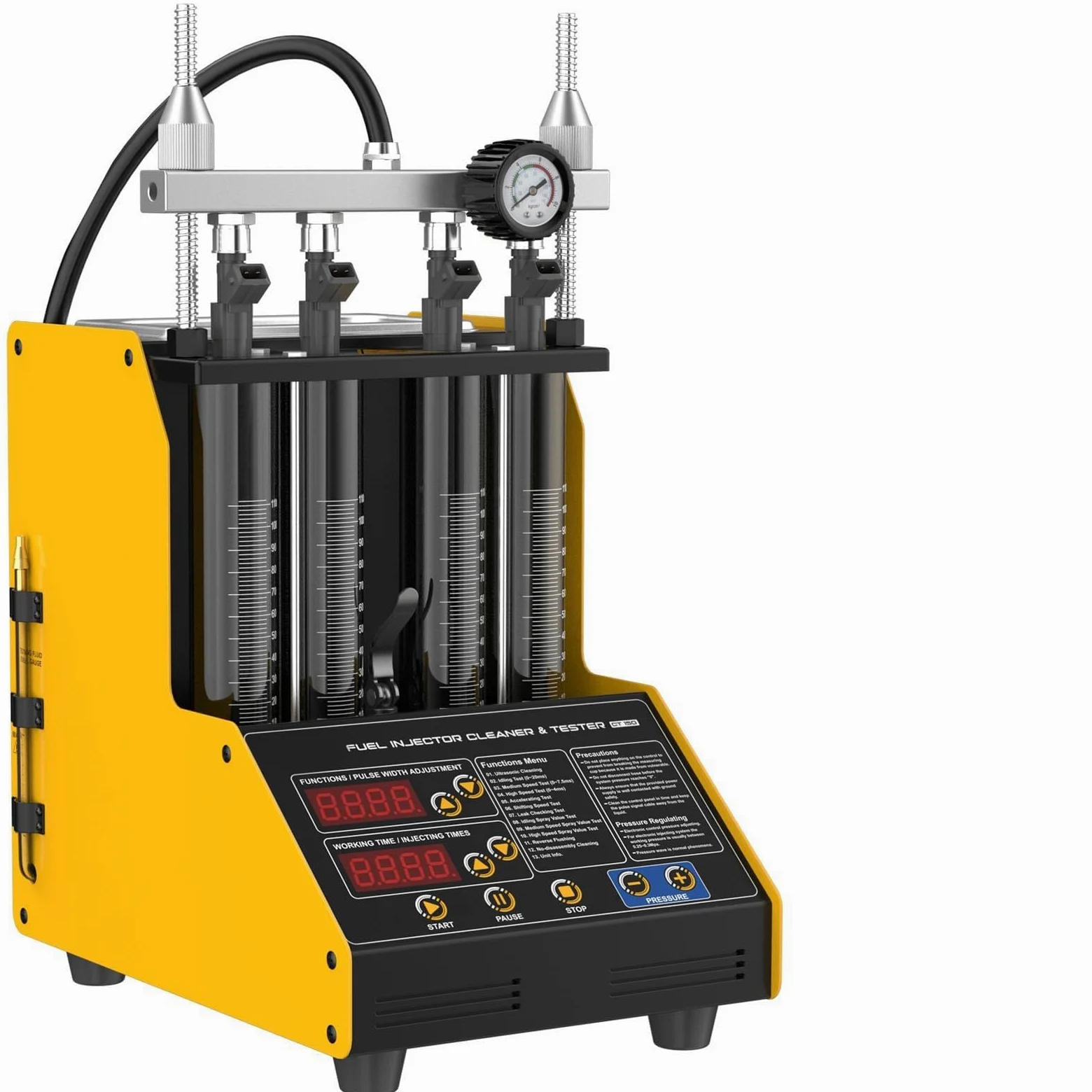 Comprobador limpiador de inyectores de combustible, máquina limpiadora de inyectores de 4 cilindros, adaptador de 3 tipos, 3 funciones de limpieza y 9 funciones de prueba para automóviles y