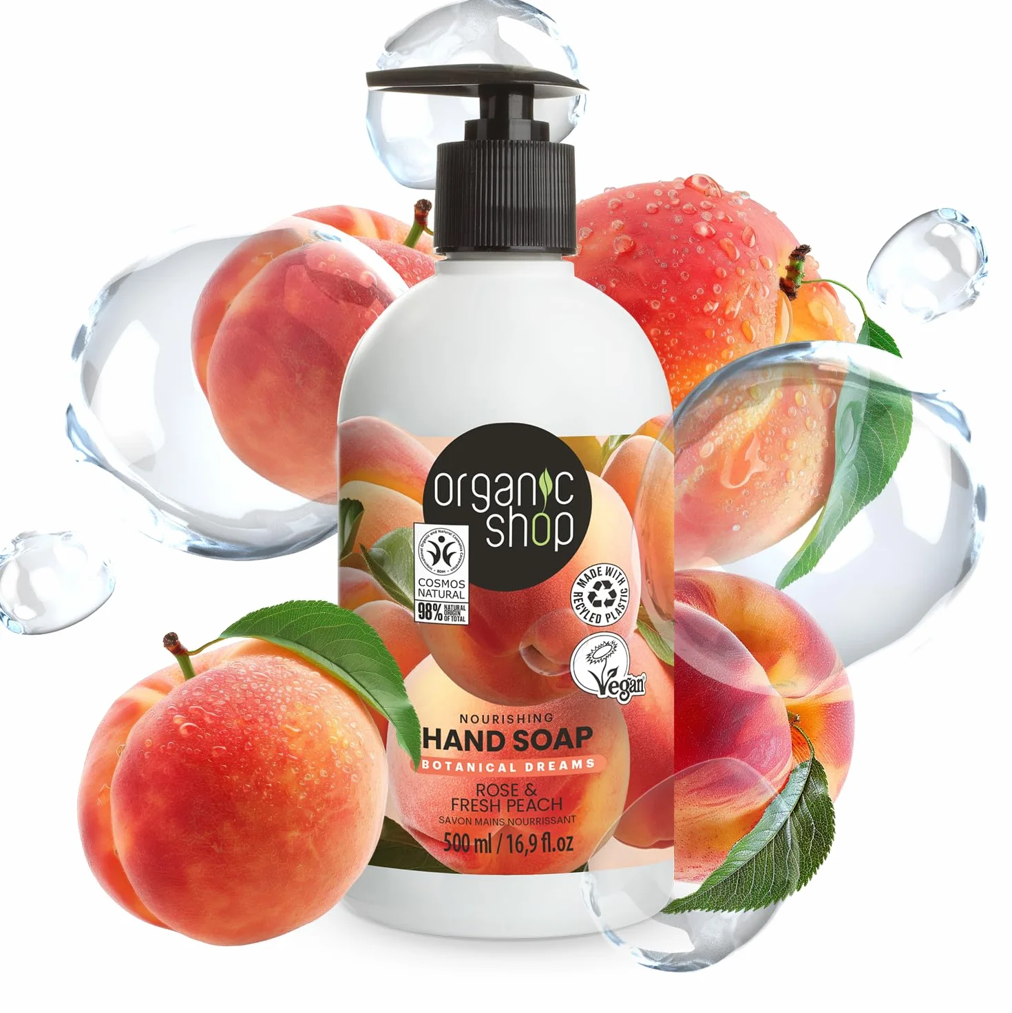 Organic Shop Rosa Melocotón Jabón de Manos Nutritivo 500 ml