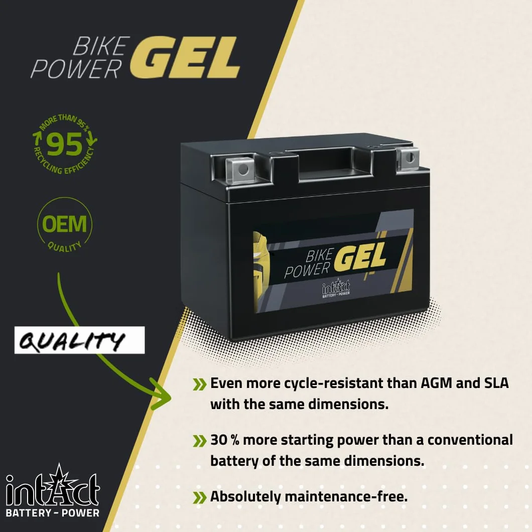 Batería de gel para la motocicleta, tractor de césped, cortacéspedes de montar 12V 30Ah Intact Bike-Power GEL53034 30Ah (DIN 53034) Y60-N30-A