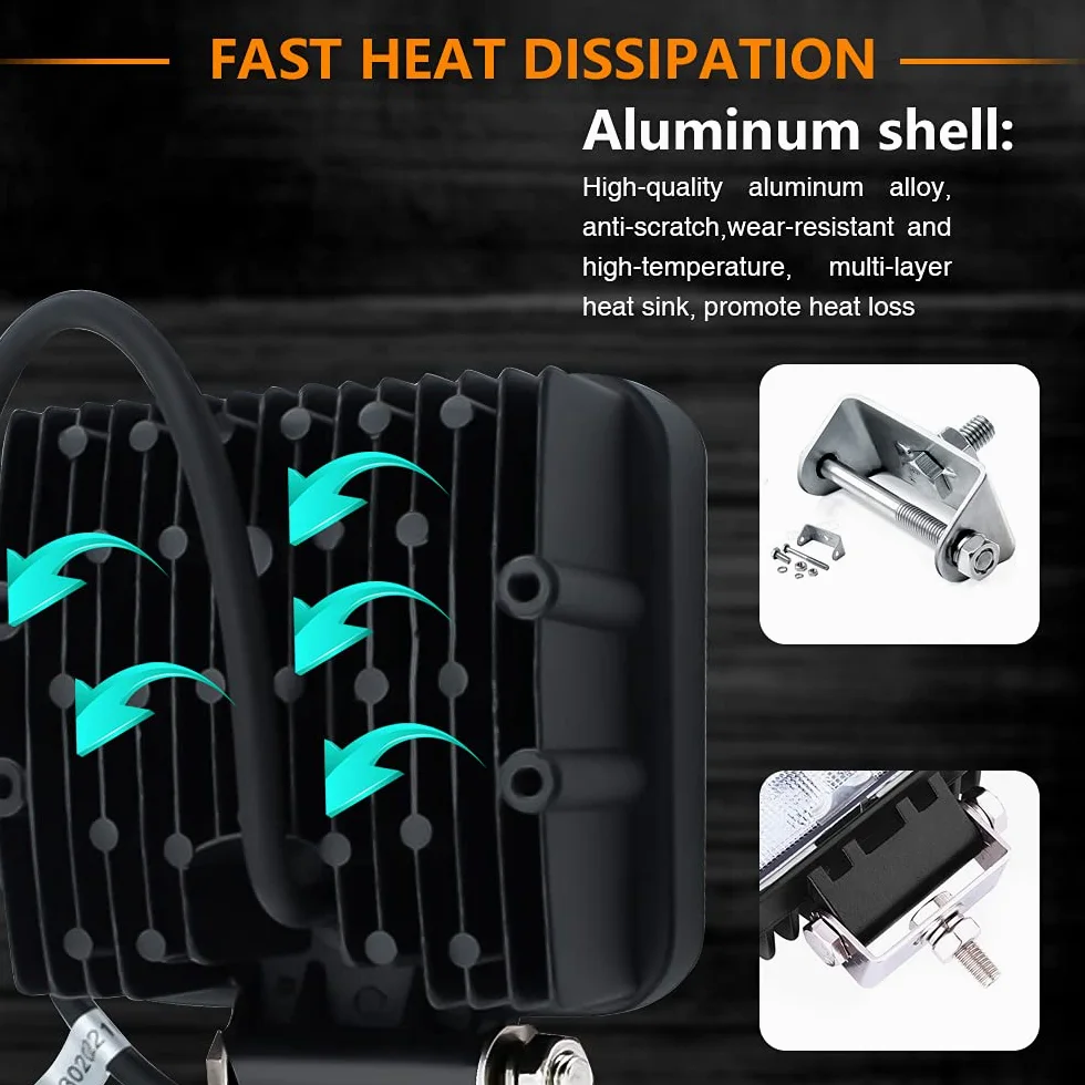 Sonnewelt 48W Faro de Trabajo, Focos LED Tractor 12V- 24V, Faros adicionales Offroad, IP67 Impermeable Luz antiniebla para Focos de Coche para SUV, ATV, UTV, Off-Road, Camión, Moto, Barco (10 piezas)
