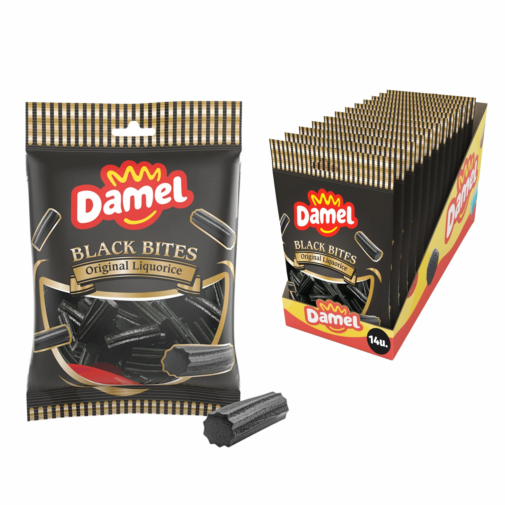 DAMEL Taco Regaliz Negro - Chuches Veganas de Regaliz - 14 bolsas x 135g