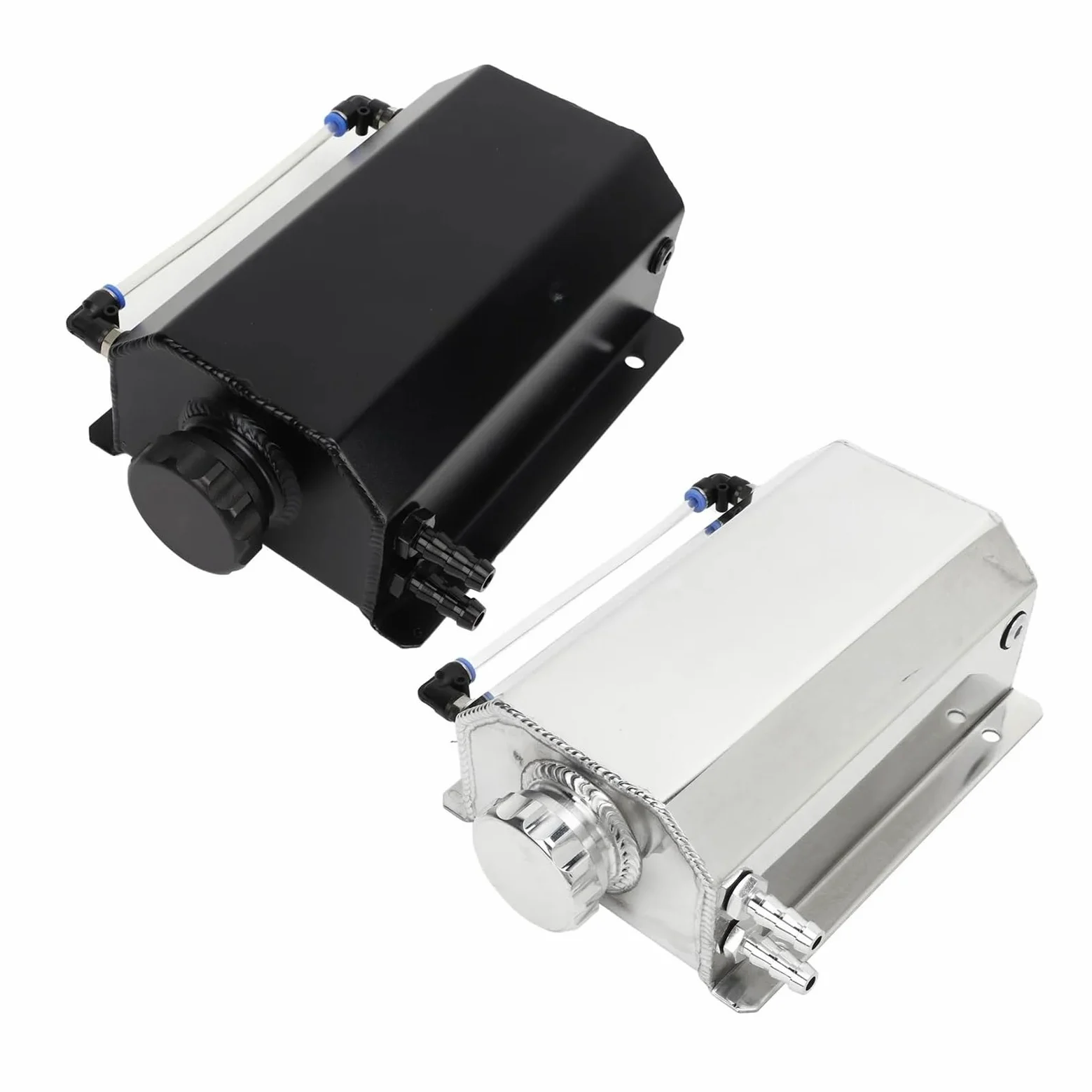 Para Jeep Para Dodge Tanque Desbordamiento Refrigerante Aleación Aluminio Depósito Radiador Universal Capacidad 2L Para Mayoría Coches Botella Expansion Completa(Plata)