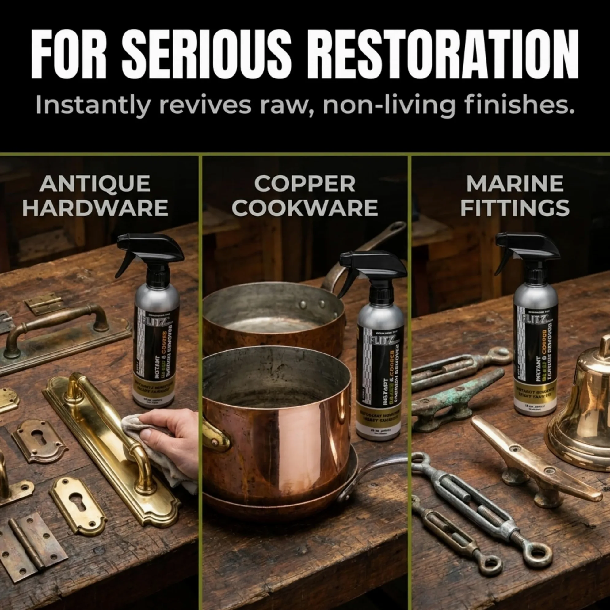 Flitz Instant Brass and Copper Tarnish Remover Spray Bottle