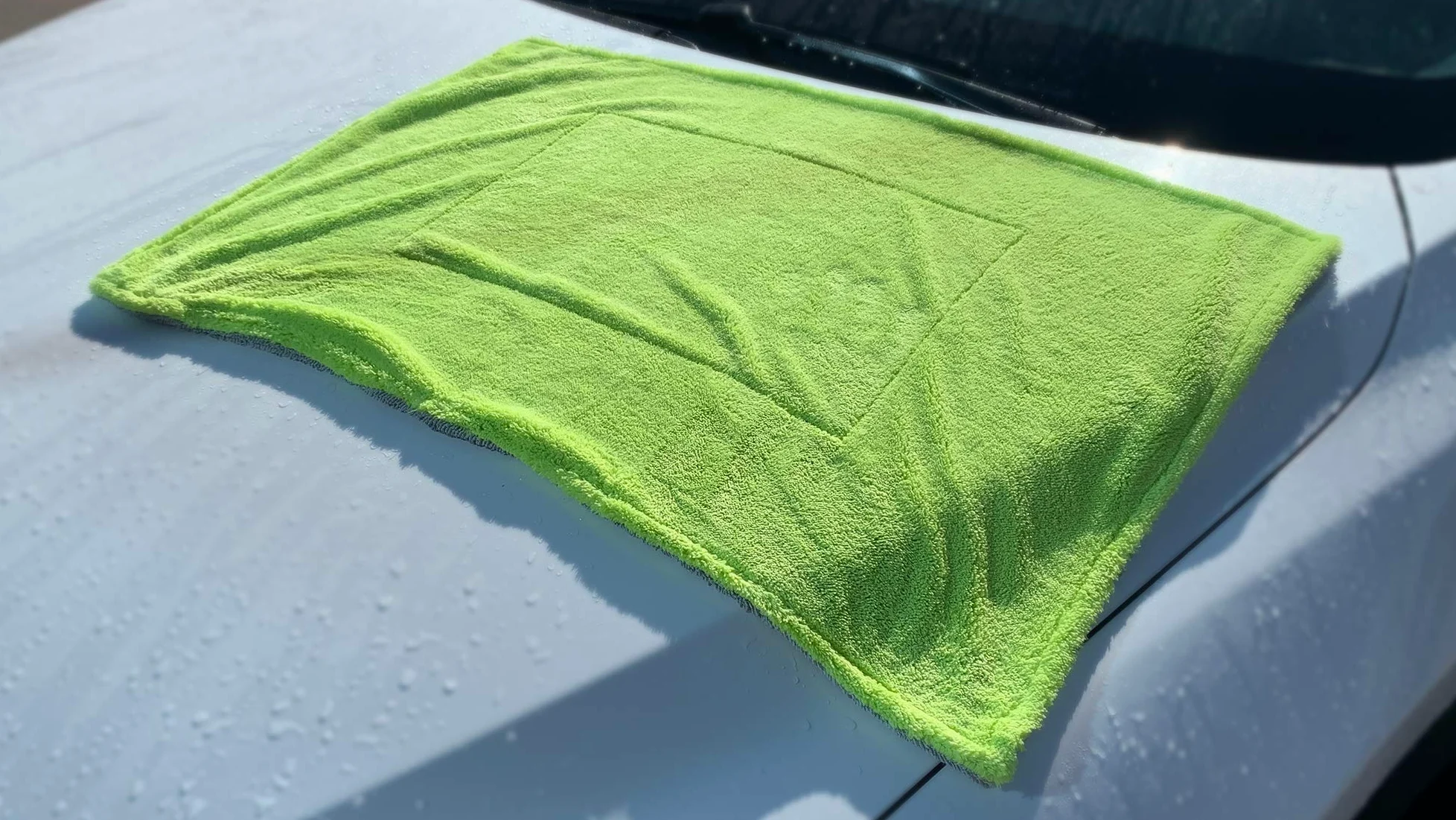 Amphibian - Toalla de secado de coche - Toalla de secado sin enjuague - Doble torsión/tejido de felpa se seca sin rayas (verde/gris, original (20 x 30 pulgadas)