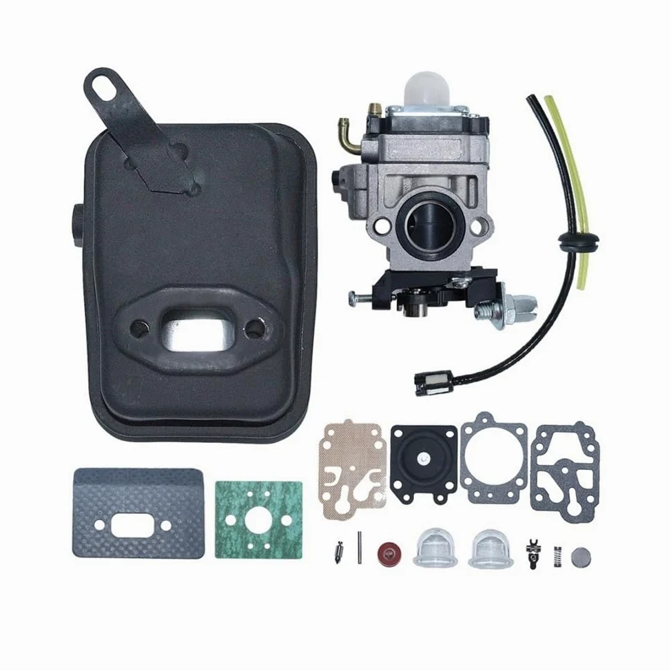 Kit de reparación de silenciador de escape de carburador compatible con cortadora de césped de 40-5 cc y 43 cc. Junta de carburador.