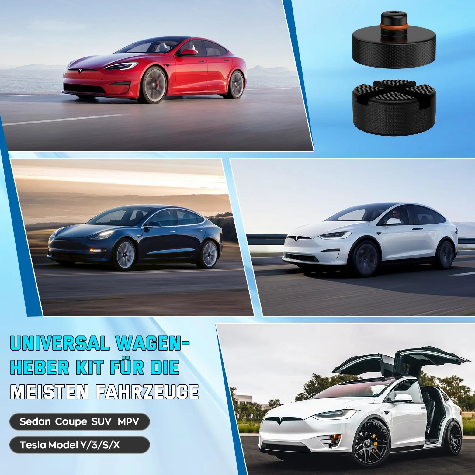 IMAYCC Gato para Coche 3T/3000kg, Kit Universal con 2 Bloque de Goma, Llave de Tuercas para SUV MPV Tesla