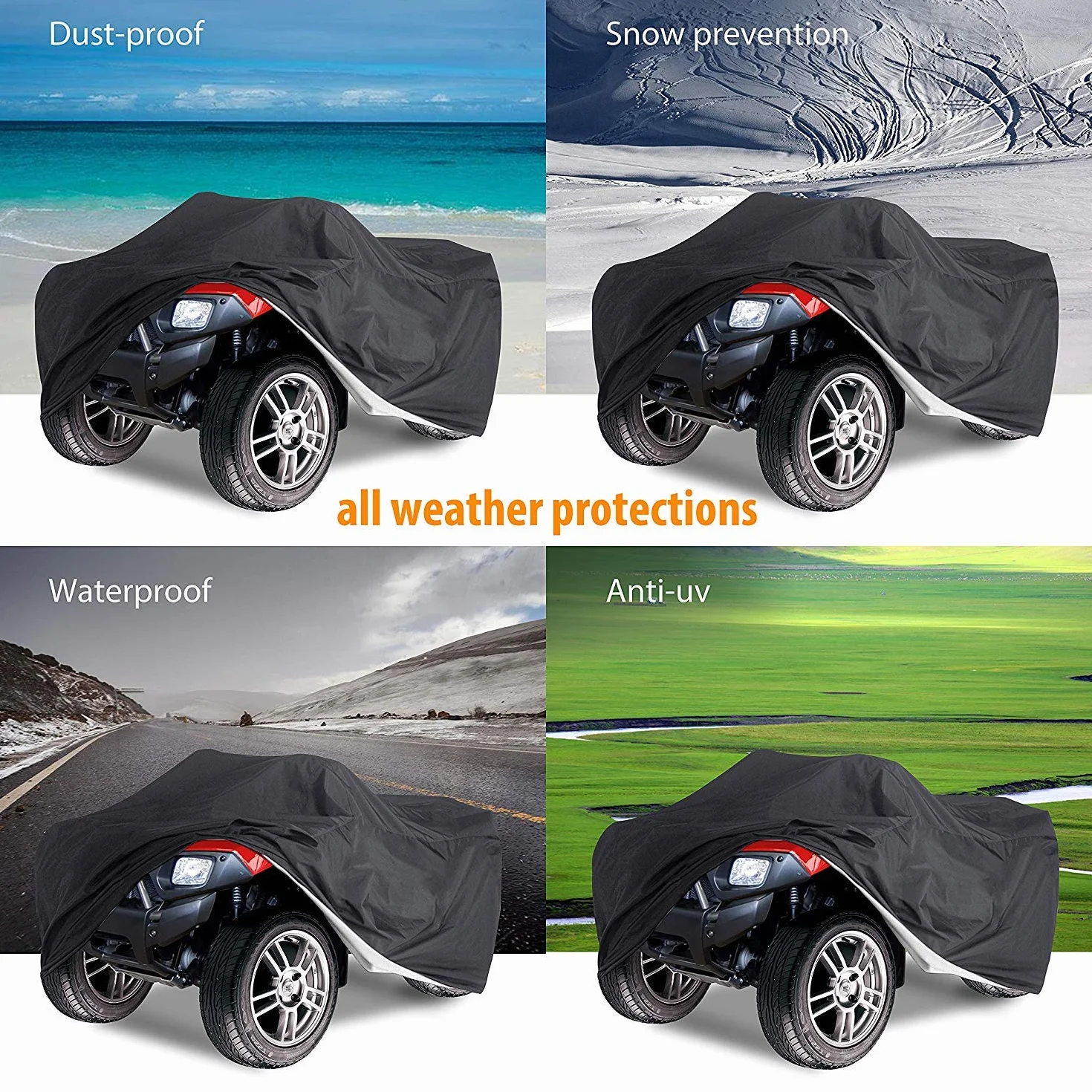 ATV Quad Cover a Prueba de Agua, Delixike Cubierta de Bicicleta eléctrica de Alta Resistencia, Cubierta de ATV para Exteriores para Todas Las Motocicletas, Honda, Polaris, Yamaha, Suzuk