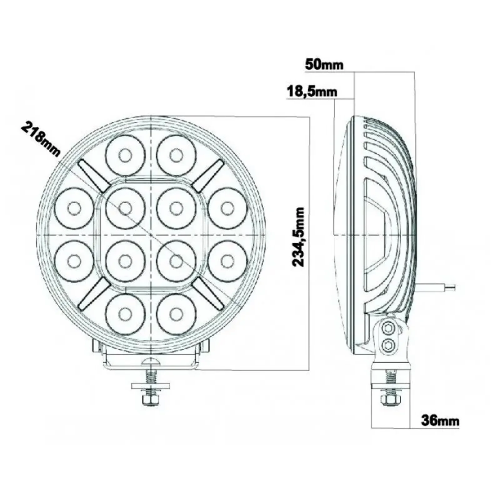 Auto Conjuntos faros 1 Luz LED Redonda Todoterreno De 9 Pulgadas Para Conducción Camiones Foco Trabajo Faro Delantero Con Intermitente