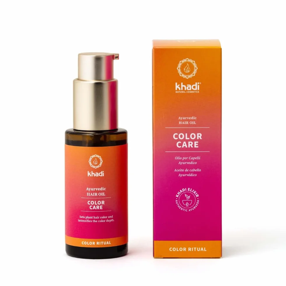 Khadi Aceite Capilar Color Care 50 ml - Tratamiento para Fijar Color Vegetal, Brillo y Protección UV