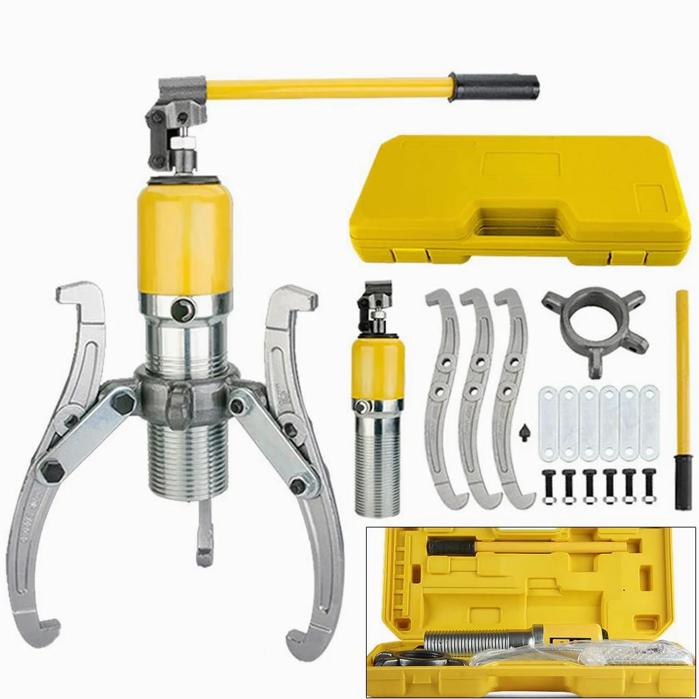 Extractor hidráulico 20T, extractor de cubo de rueda hidráulico, 3 mandíbulas, hidráulico con cabezal de bomba extractor de polas, extractor hidráulico para cojinetes para tirar de cubos,