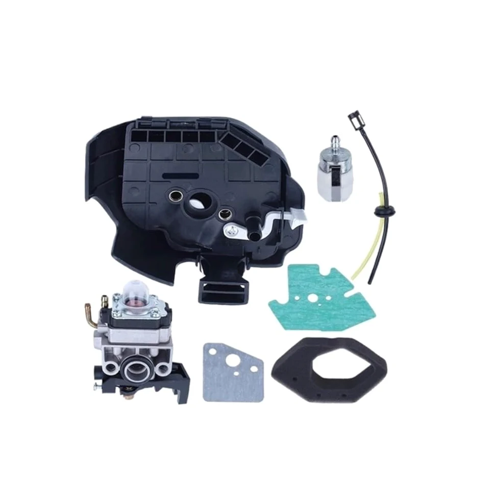 Carburador compatible con GX25, GX25NT, HHT25S, kit de juntas de línea de carcasa de filtro de aire y combustible, carcasa de filtro de aire de carburador