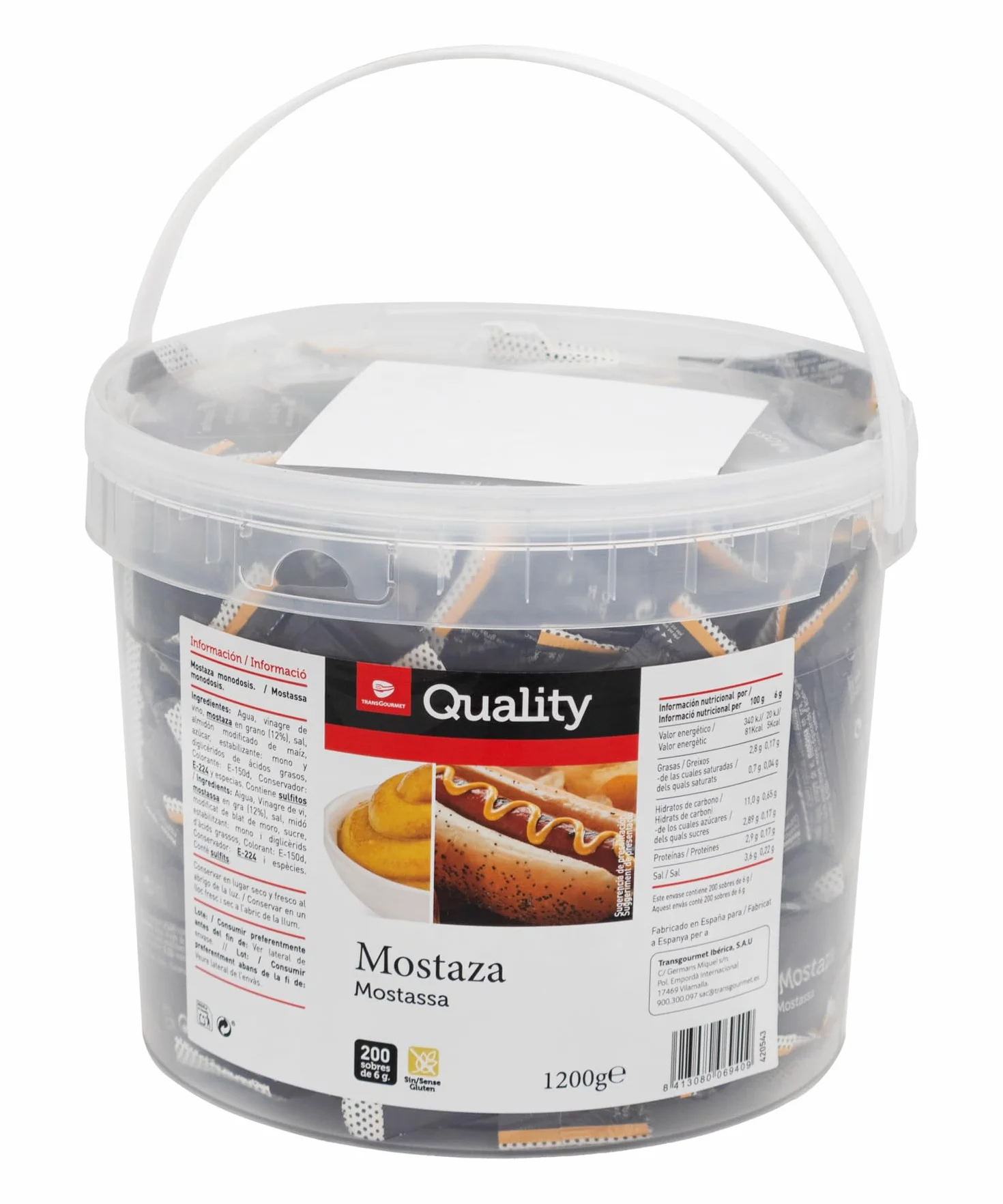 Bolsitas de mostaza 6 g 250 unidades