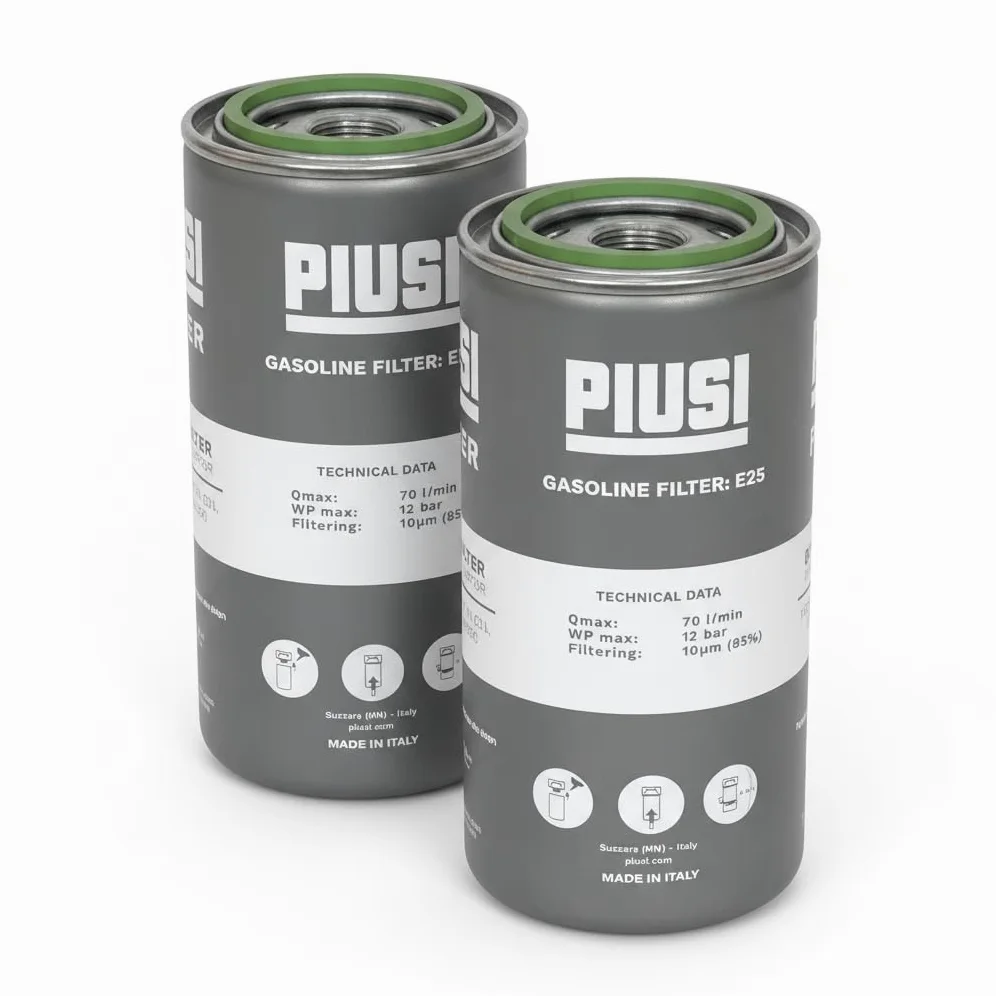 PIUSI 2 cartuchos de repuesto para filtro de gasolina E25 y diésel B20 (Gasoline Filter E25), certificado ATEX Zona 2, filtración de alta eficiencia separador de agua e impurezas | F26169000