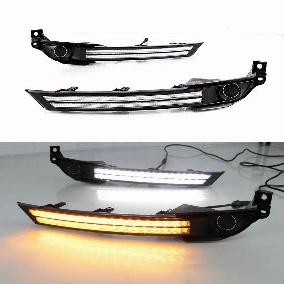 Luces diurnas LED DRL para Mazda CX-5 CX-8 2017-2021 Sin la versión de la lámpara antiniebla, LED parachoques delantero DRL + amarillo Streamer luces de señalización