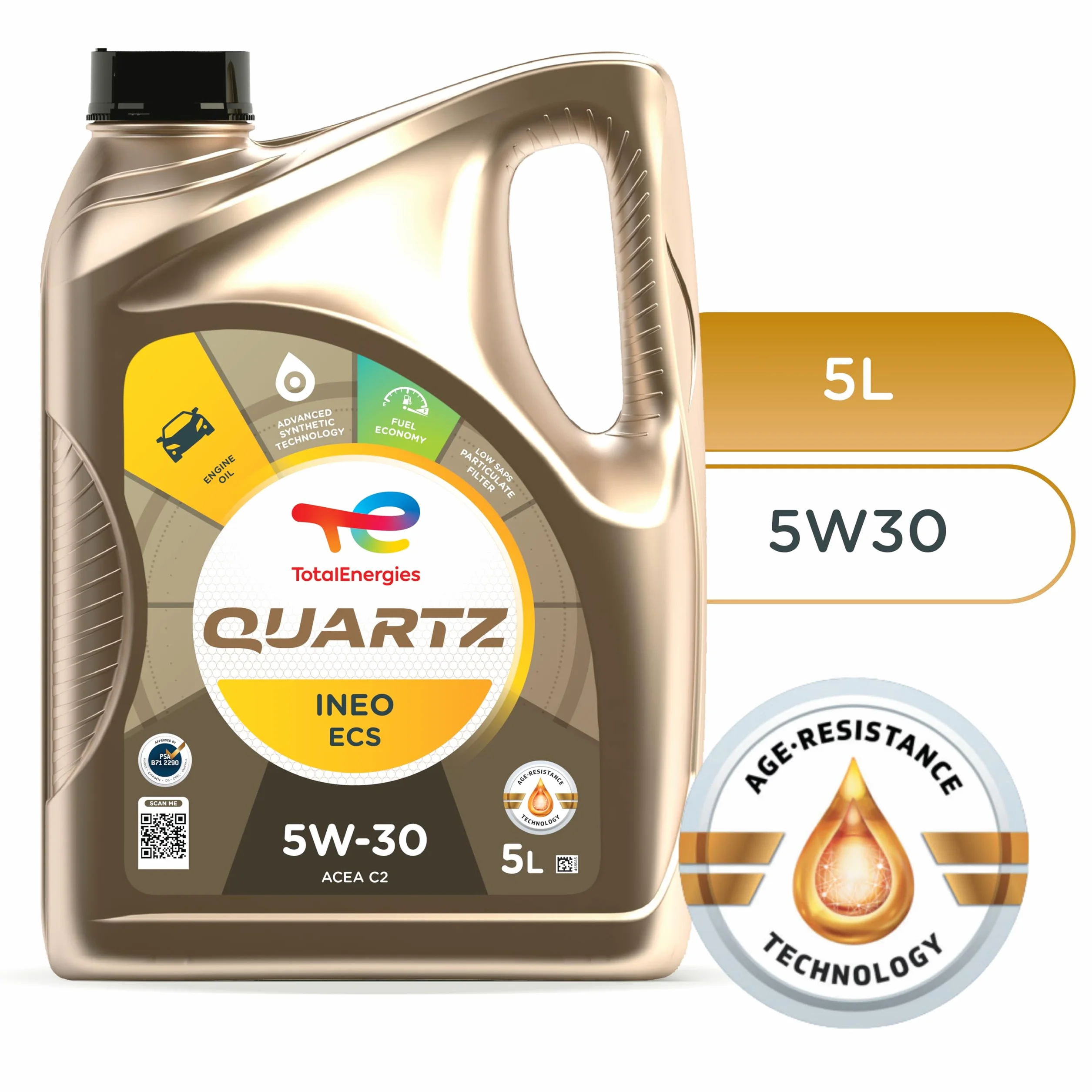 Total Quartz Ineo ECS 5W-30 Aceite Lubricante de Motor 5 Litros