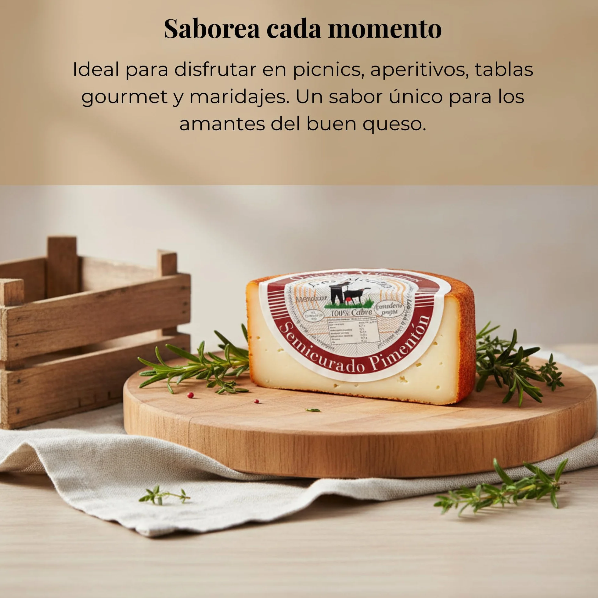 Queso Artesano Semi Curado Pimentón 100% Leche de Cabra Medio Gourmet