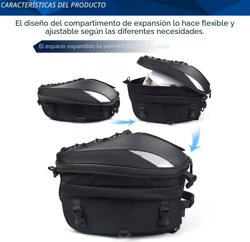 JFG RACING Bolsa Asiento Trasero Moto,Mochilas Moto,Bolsa de Almacenamiento Trasero Doble Uso para Maletas y Casco Bolsas Universales para Motocicleta