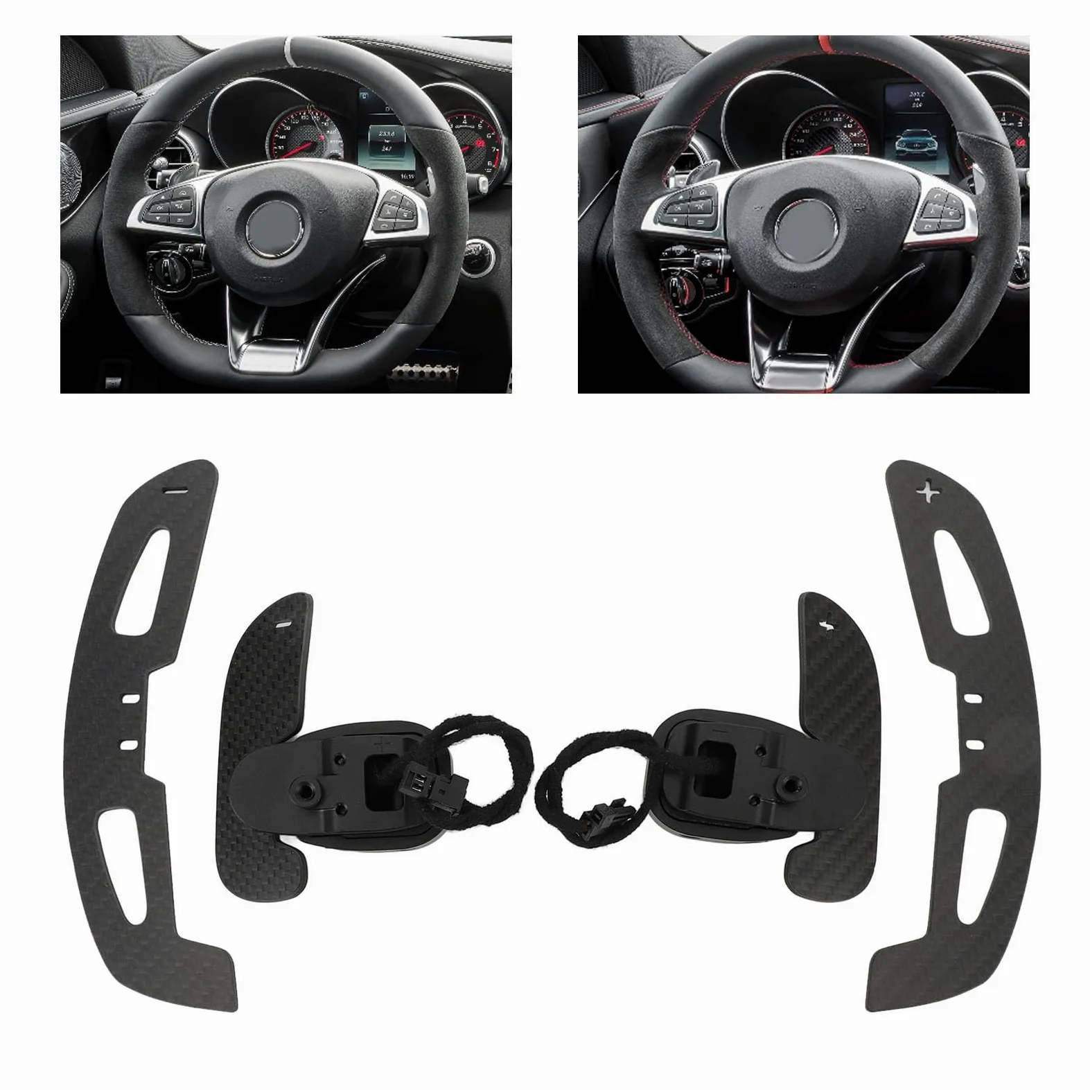 Paleta de del Volante, Paletas de Magnéticas de Aleación de Metal de Fibra de Carbono Seca de Acción Magnética, Paleta de de Fibra de Carbono con Patrón de Tejido Liso 1x1 para AMG C43 C63