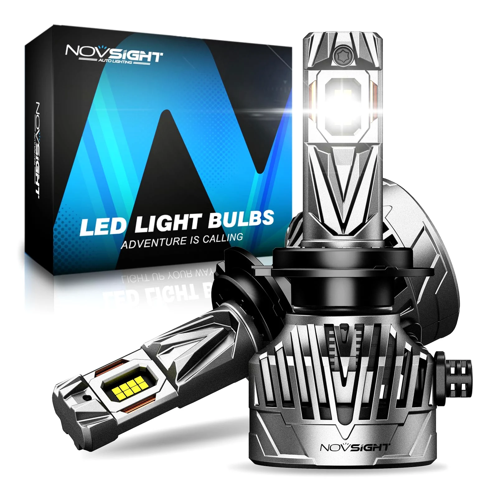 NOVSIGHT Bombilla H7 LED 40000LM - 130W Bombilla súper brillante para faros H7, Luz Blanca Fría de 6500K, Equipado con un Ventilador de 25000RPM, Plug and Play, Impermeable IP68, Paquete de 2