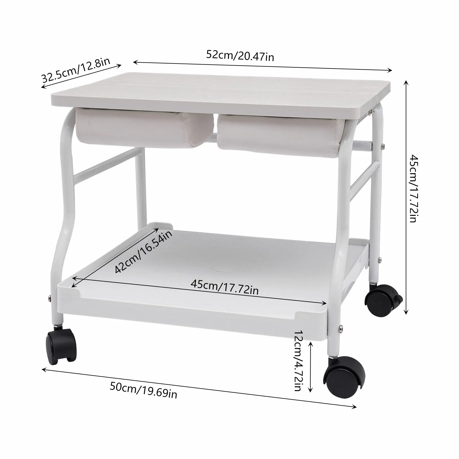 Carrito de herramientas para baño con ruedas ajustable para pedicura