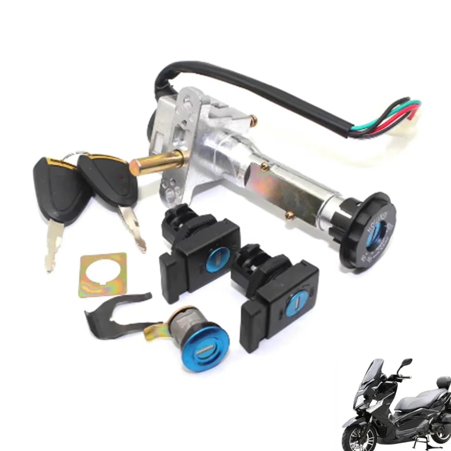 Interruptor Encendido Motocicleta para Wottan para Storm 125 para Majiester T8 T9 Cruiser Interruptor Encendido Eléctrico Tapa Gas Combustible Juego Cerradura Llave Arranque