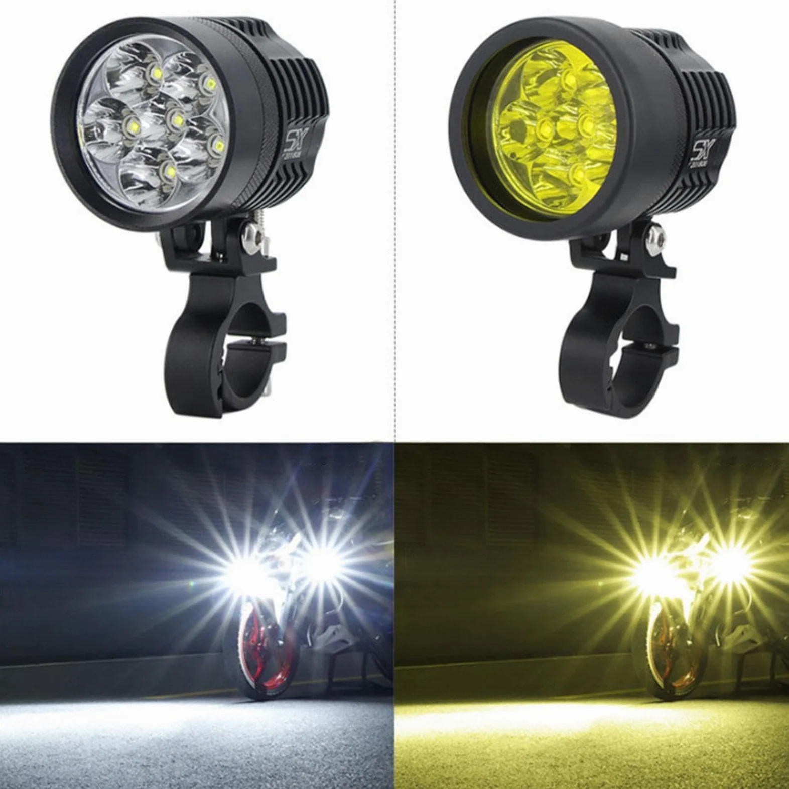 Intermitentes LED Moto 6500LM 12V, Par de Luces Antiniebla de Rendimiento, Diámetro 6cm (2.36"), Aleación y PC, Fácil Instalación