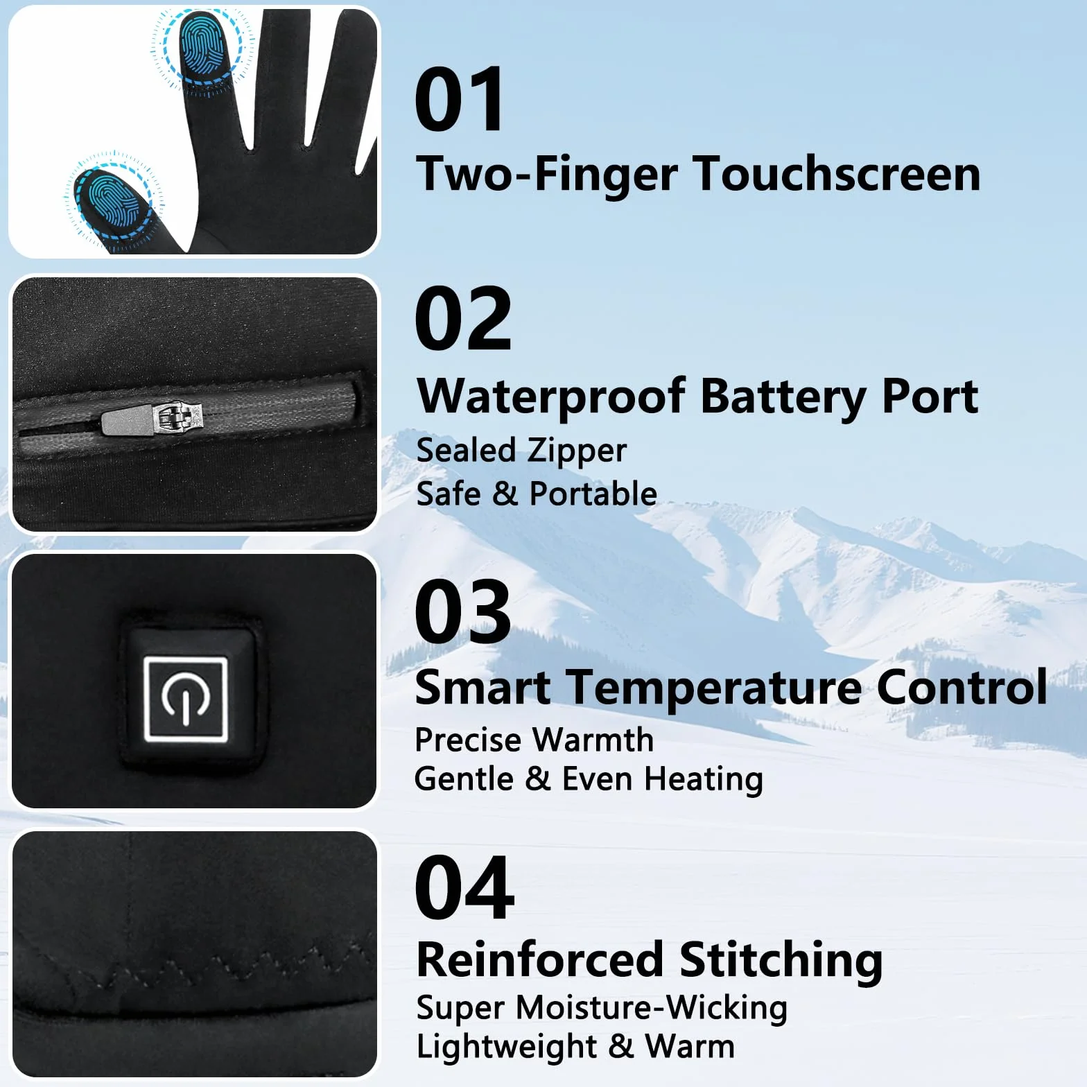 Guantes Calefactables Moto Hombre Mujer Pantalla Táctil Ultrafinos