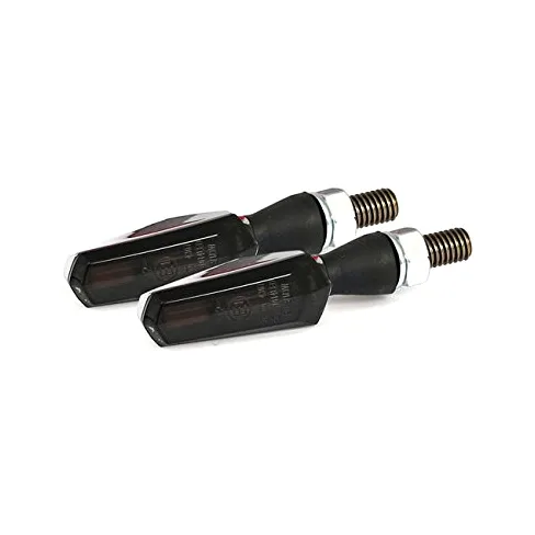 Par 2 flechas COB LED cromado traseras con lentes ahumadas 'y luces de posición y de freno homologadas universales para moto Custom Harley Davidson SPORTSTER, Dyna, Softail, Touring, VRod; Yamaha;