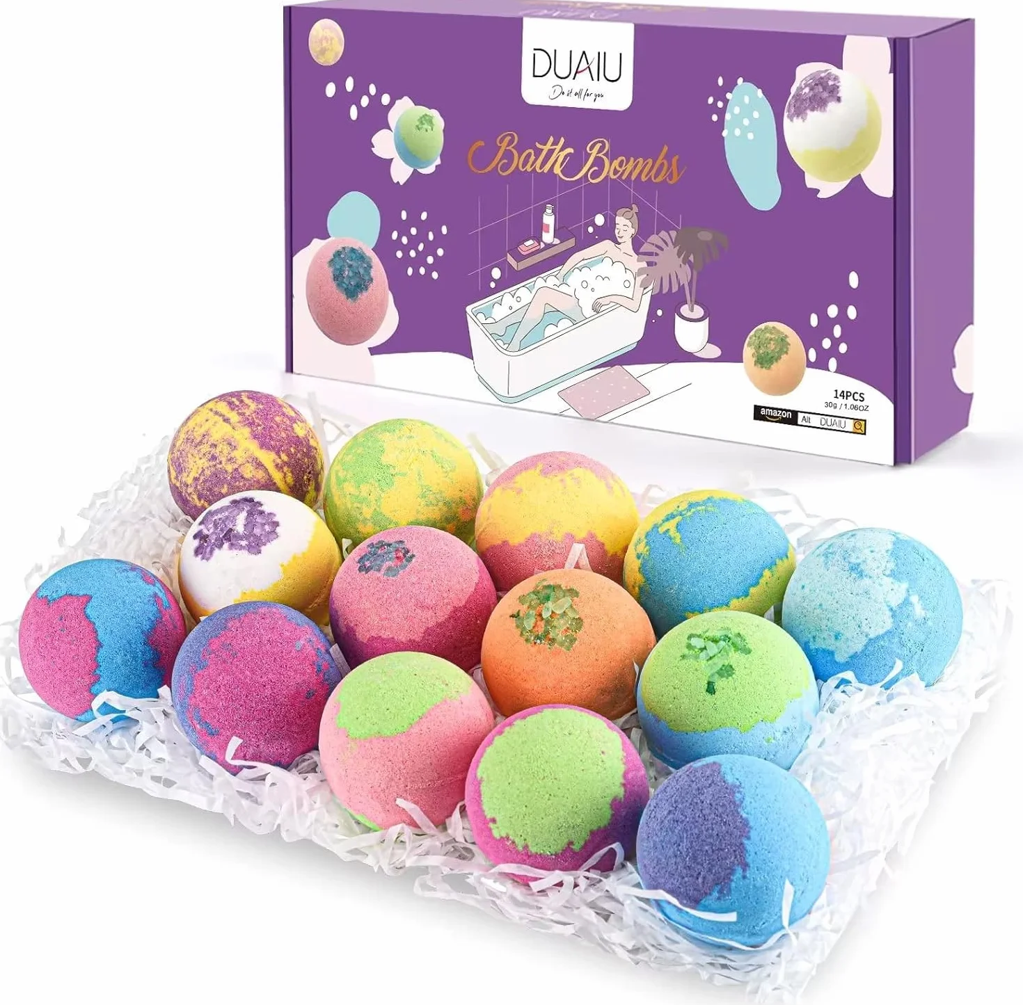 Bombas de Baño Naturales para Niños - Set 14 Bolas con Aceites Esenciales Regalo